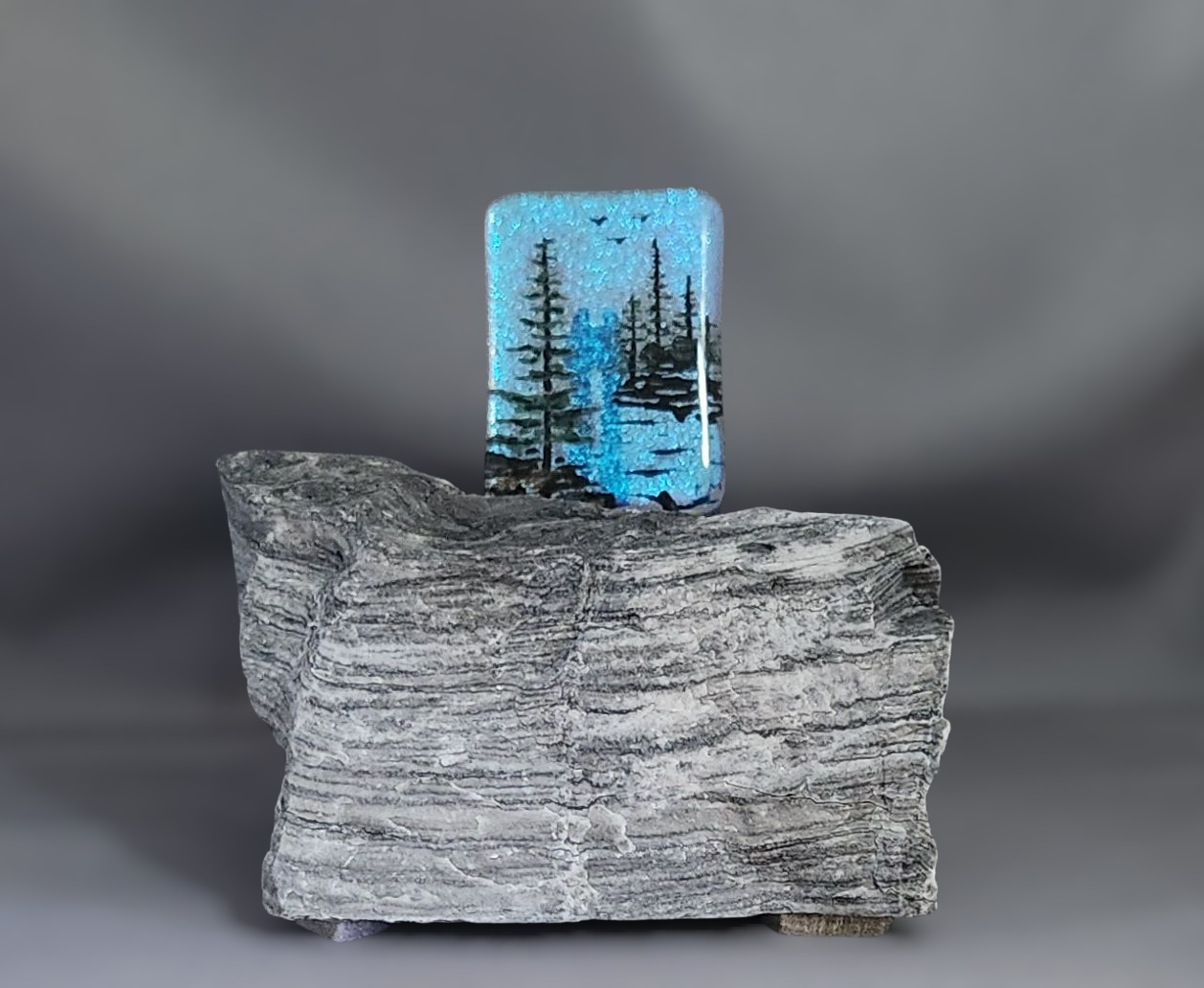 Fused Glass set in Custom Sterling Silver Setting