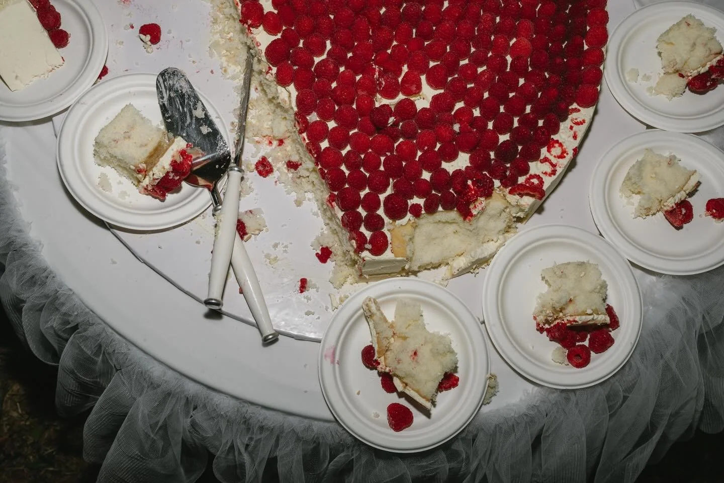 When the cake looks this good&hellip; no one&rsquo;s waiting for a perfect slice 

Proof that the best weddings end with crumbs on the table and raspberries everywhere.

@mjccollective