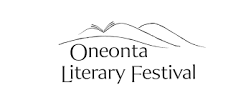 Logo for Oneonta Literary Festival featuring stylized mountains and a flowing line
