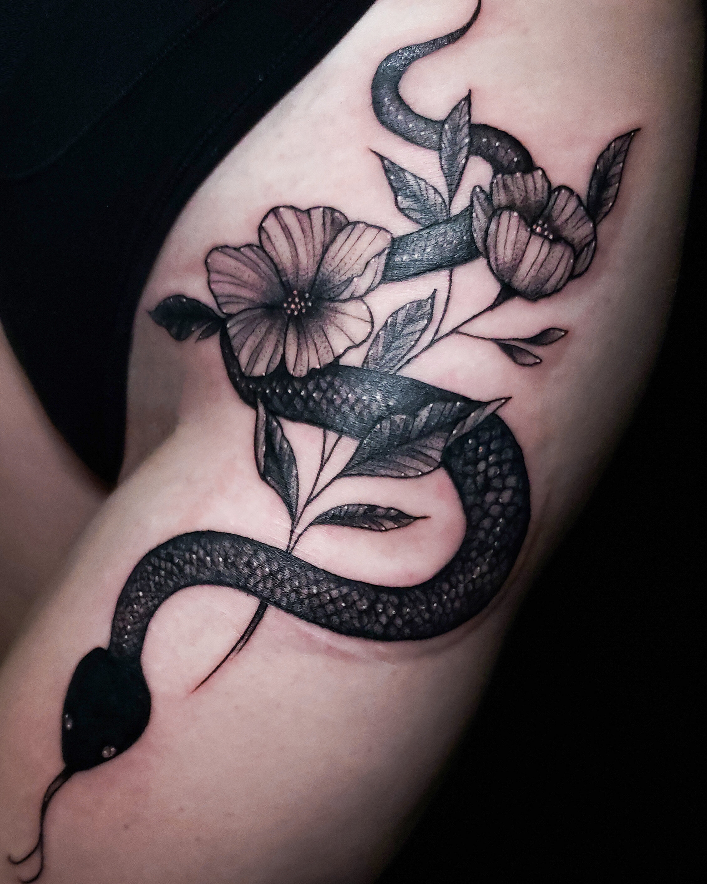 Deadly nightshade and blackberries for Rowen  theburtontattoocollective  leicestertattoo floral floraltattoo dotwork   Tattoos Floral tattoo Flower  tattoo