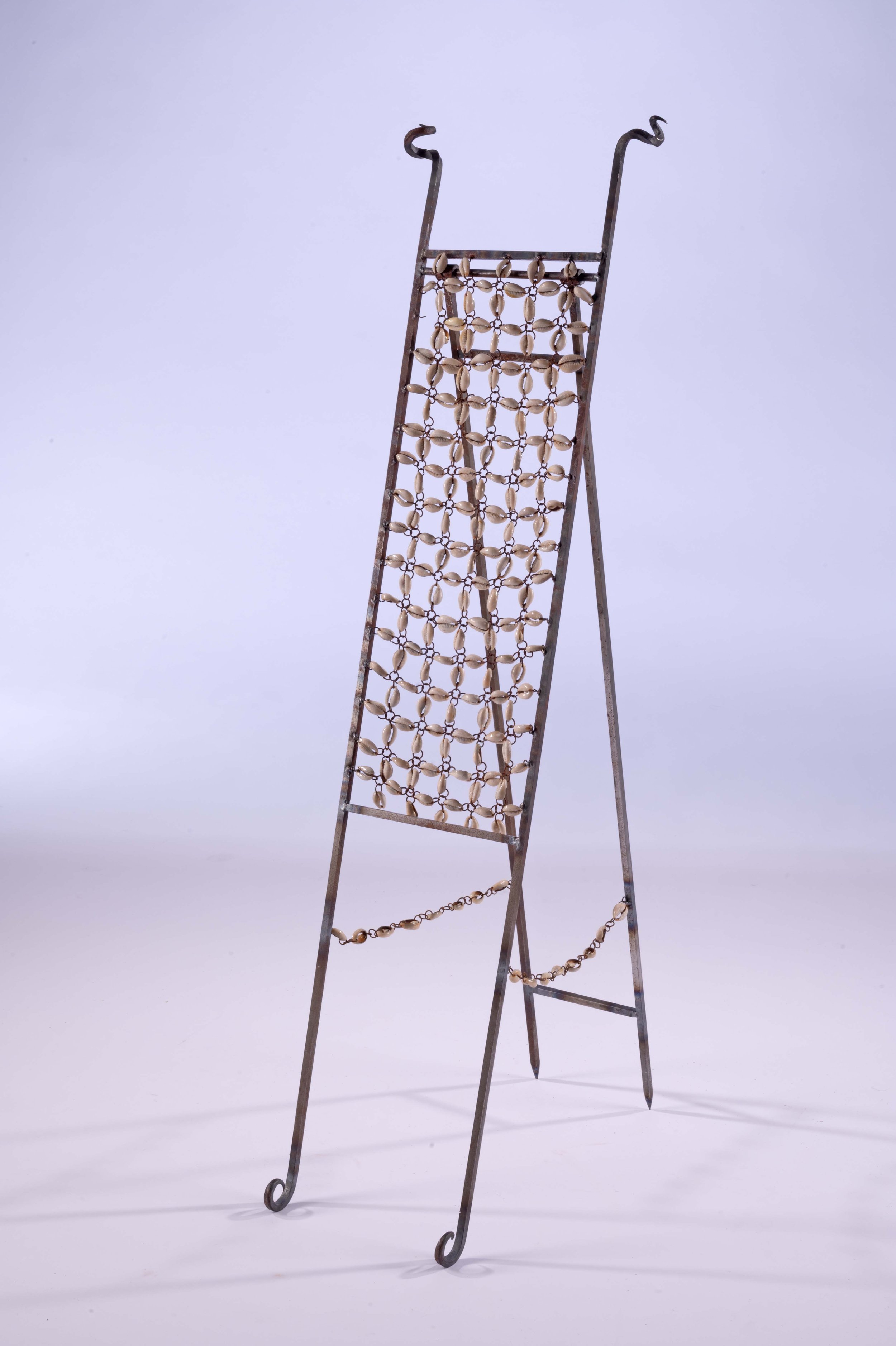 Skeleton of a Sea Creature. 2026. Mild steel. Kenyan cowrie shells. Vinegar. Salt.