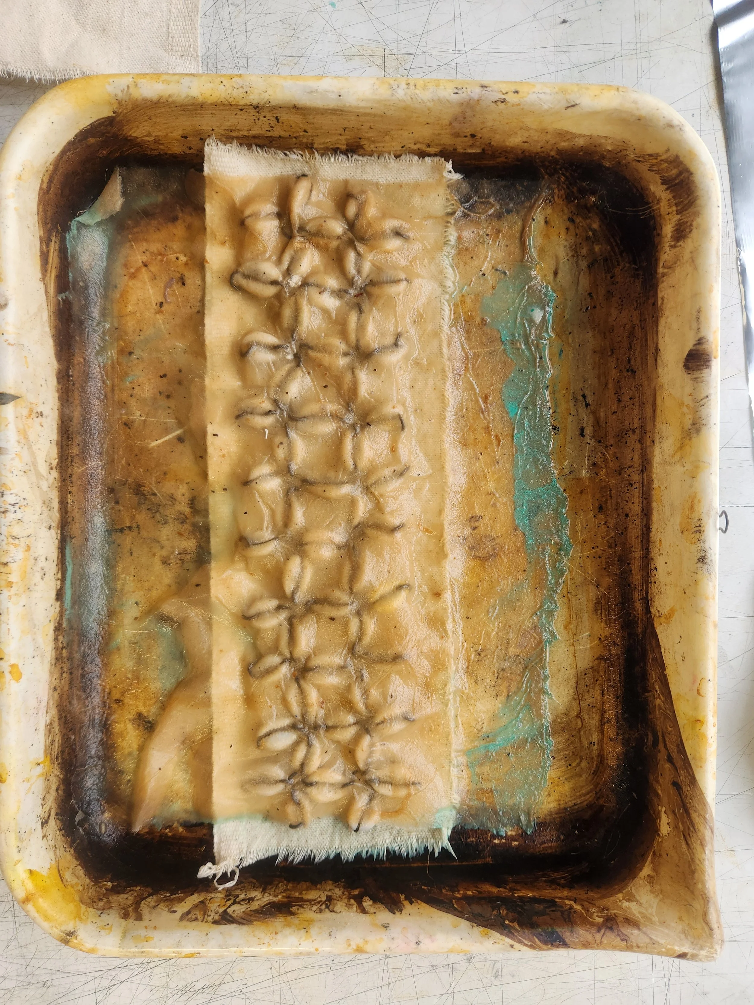 Cowrie shell rusting in progress