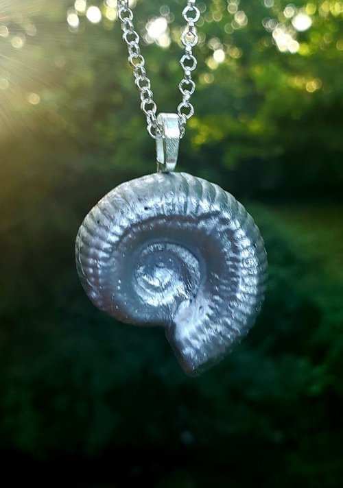 Cast silver ammonite pendant