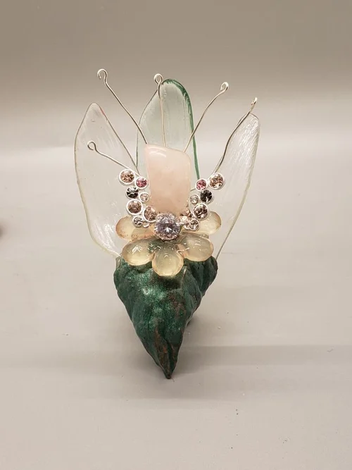 Sea glass flower sculpture