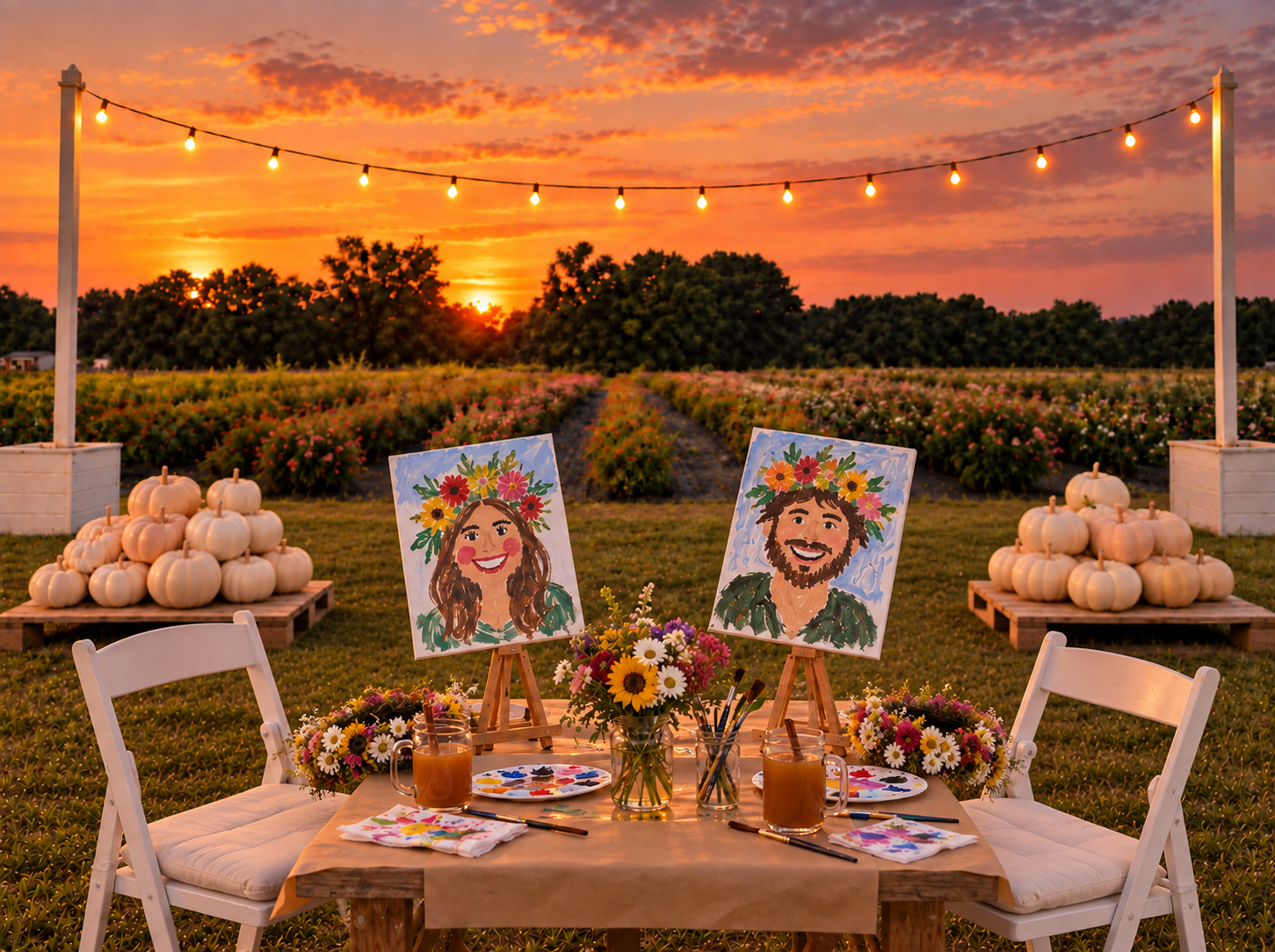 Flower Crown Portrait Painting Date Night
