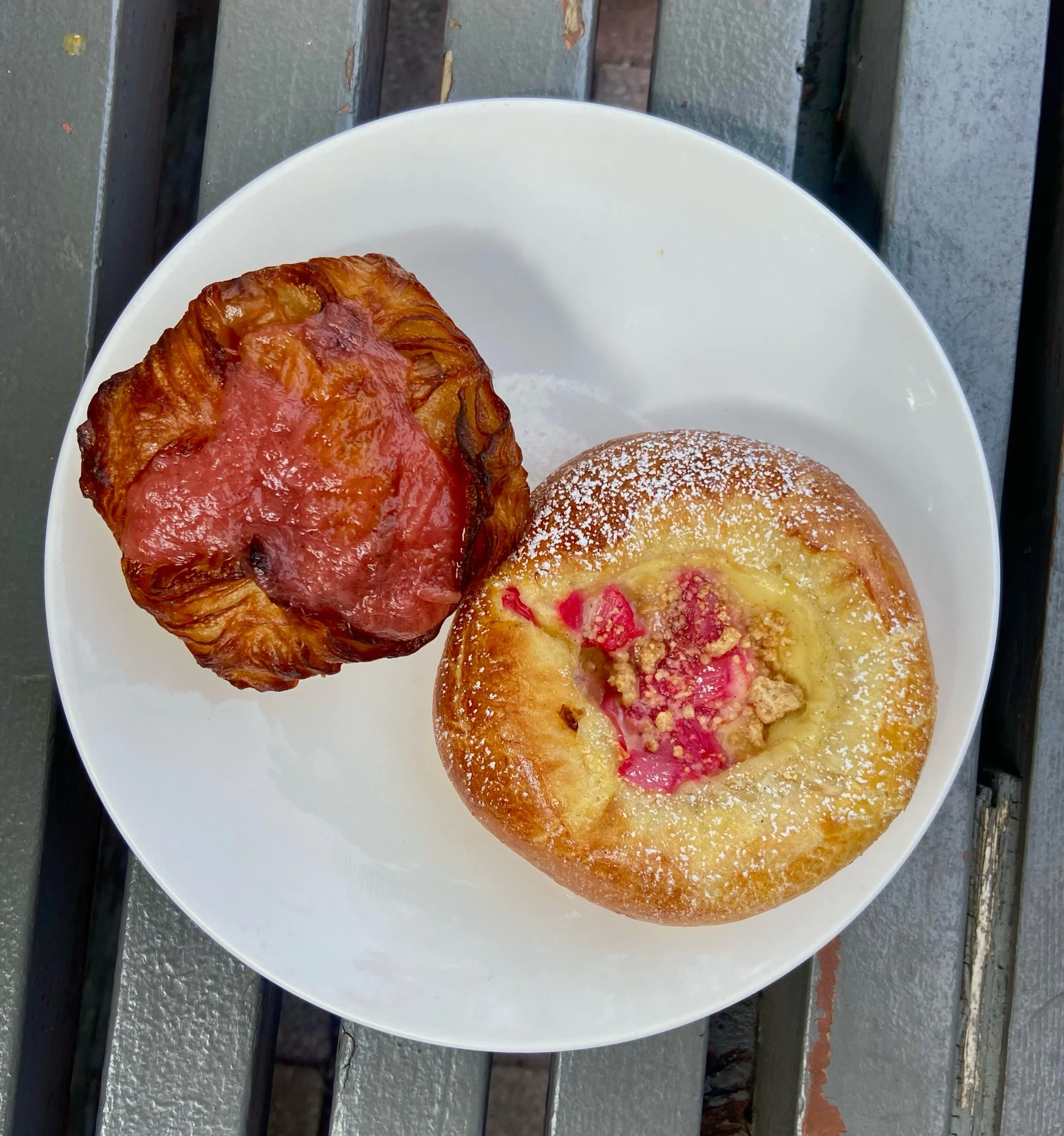 Happy spring (?) 🌷 Our two rhubarb features for the season, in case you missed them! Rhubarb Kouign-amanns (look for these around 10am) and our Poached Rhubarb Brioche (available 9am when we open). Both beautiful treats are available Fridays, Saturd