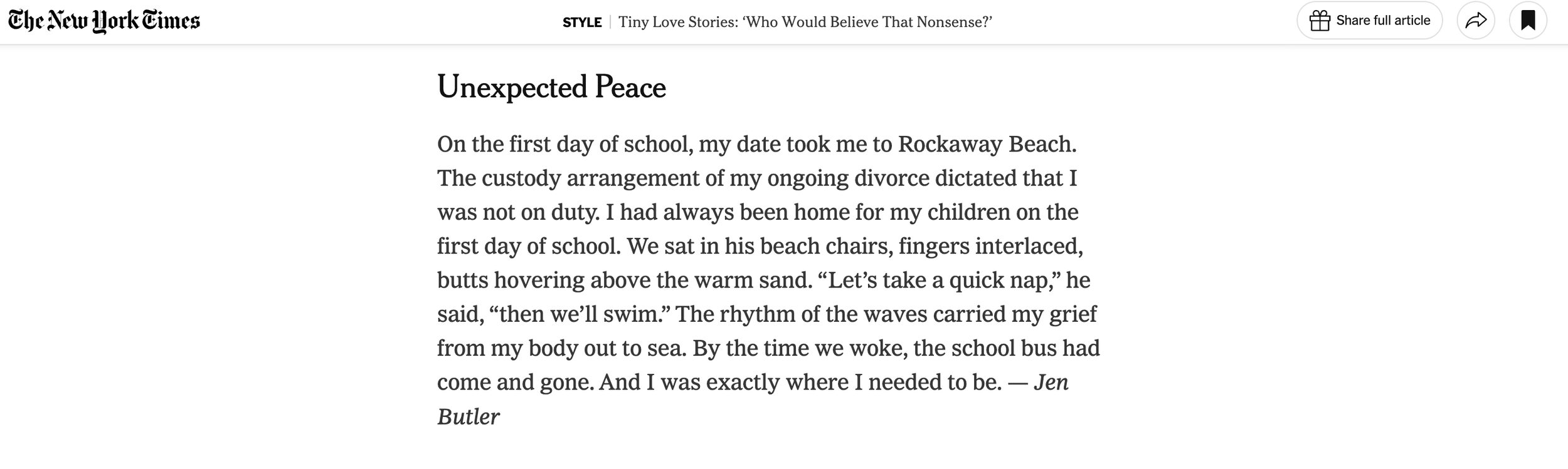 Tiny Love Stories, Modern Love, New York Times 10.14.26
