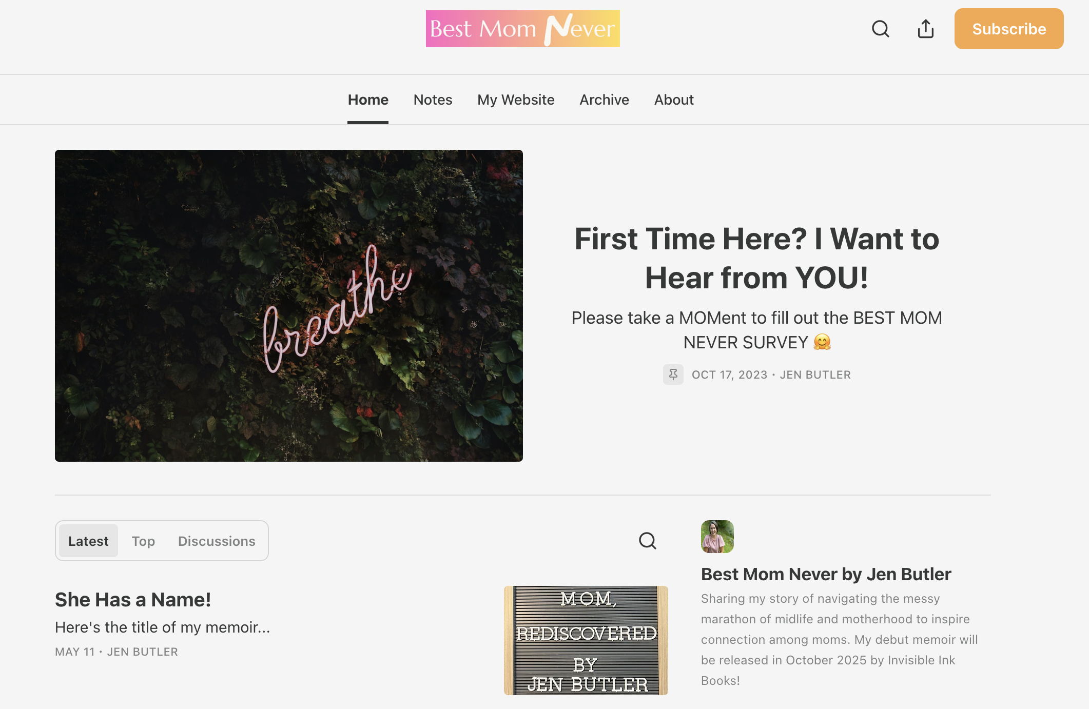 My Substack, Best Mom Never