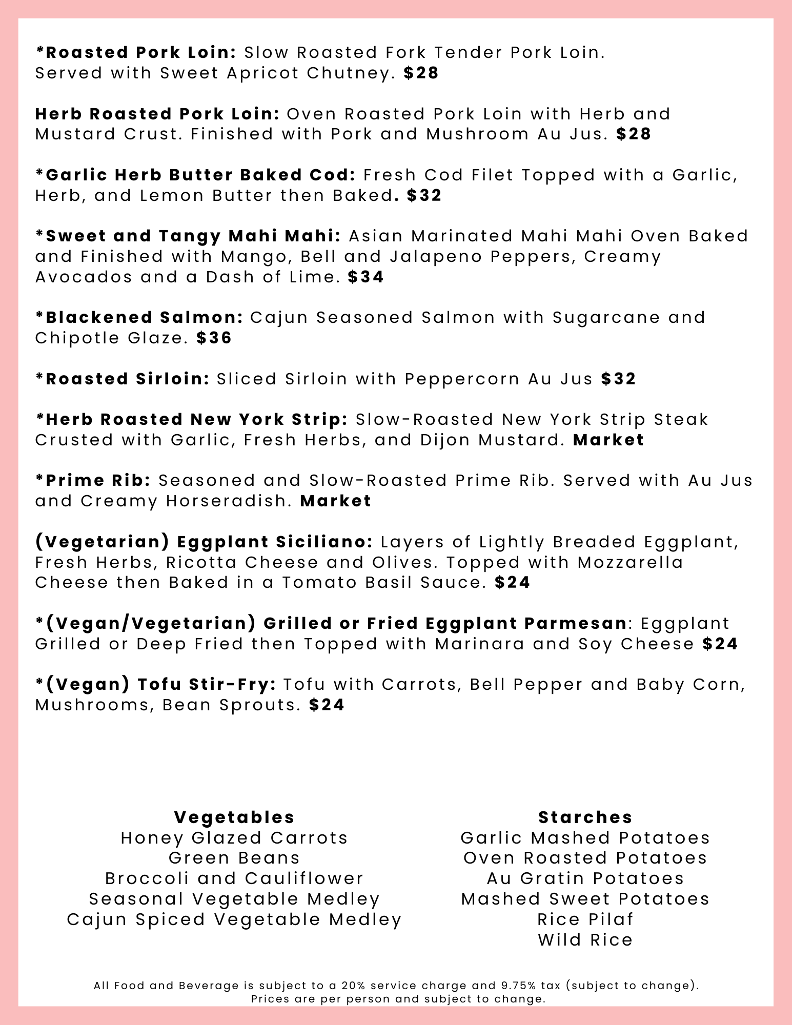 Catering Menus — Posh Banquets & Event Center