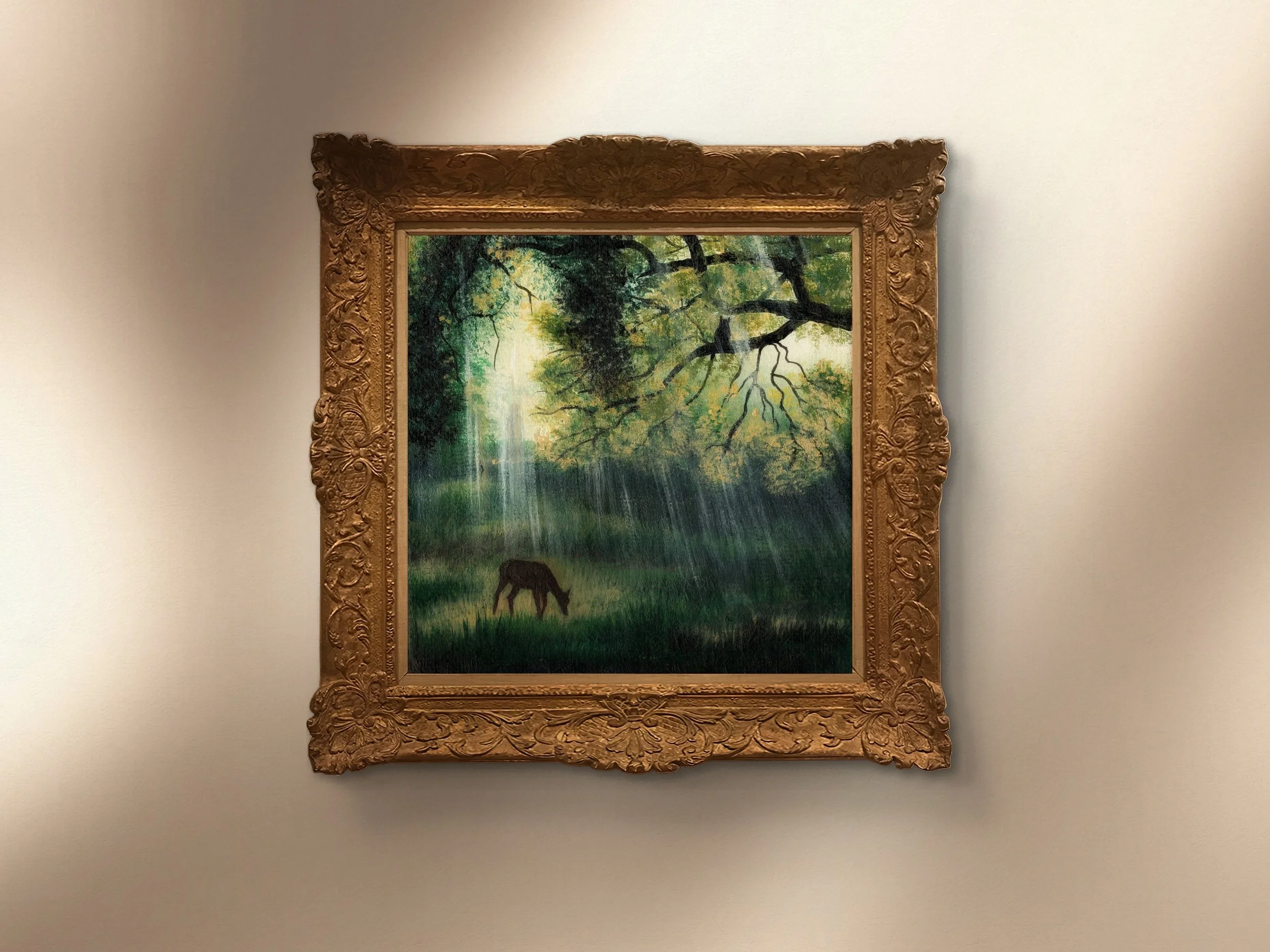 "The Mini Collection; Morning Walk," by Sharla Miller-Baer, 2025. Acrylic on canvas, 4x4.