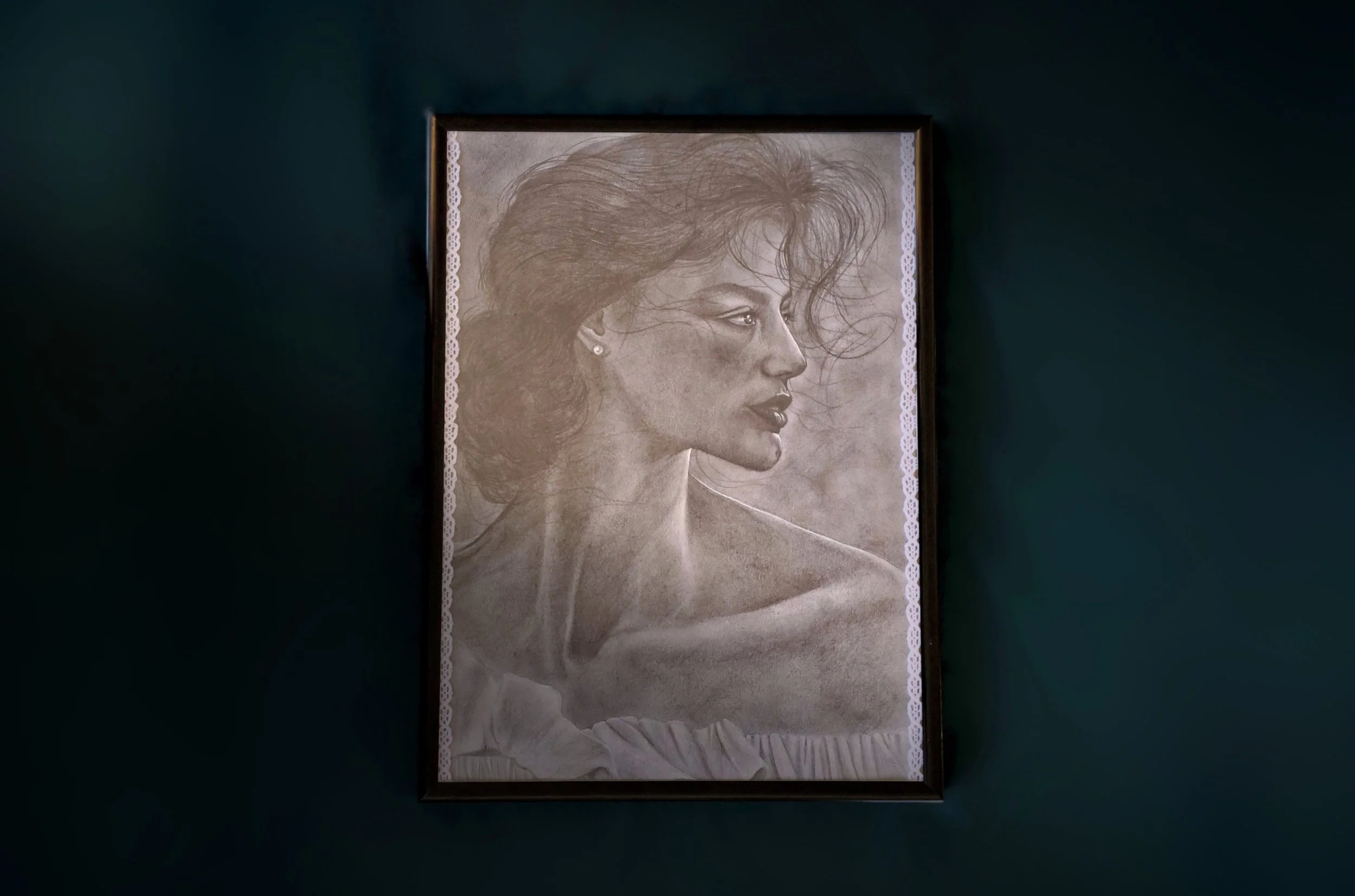 "Sea Wind," by Sharla Miller-Baer, 2023. Charcoal and graphite on paper, 9x13