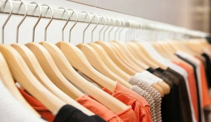 Fashion clothing on racks