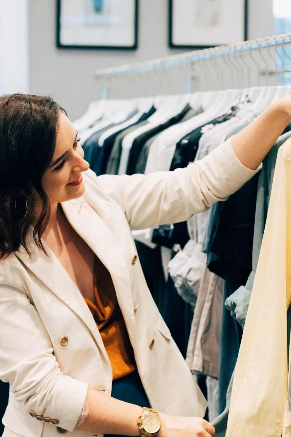 Alarna Hope selecting menswear during a personal shopping session in Sydney