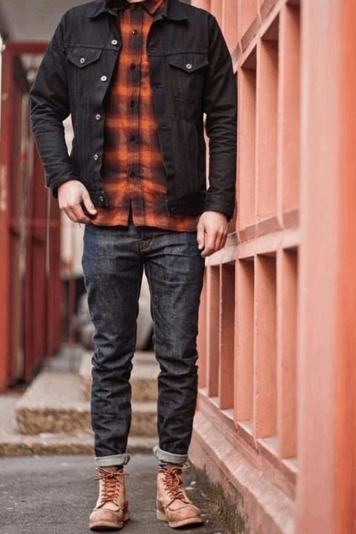 Buy denim jacket with plaid shirt Factory Sale Black Friday