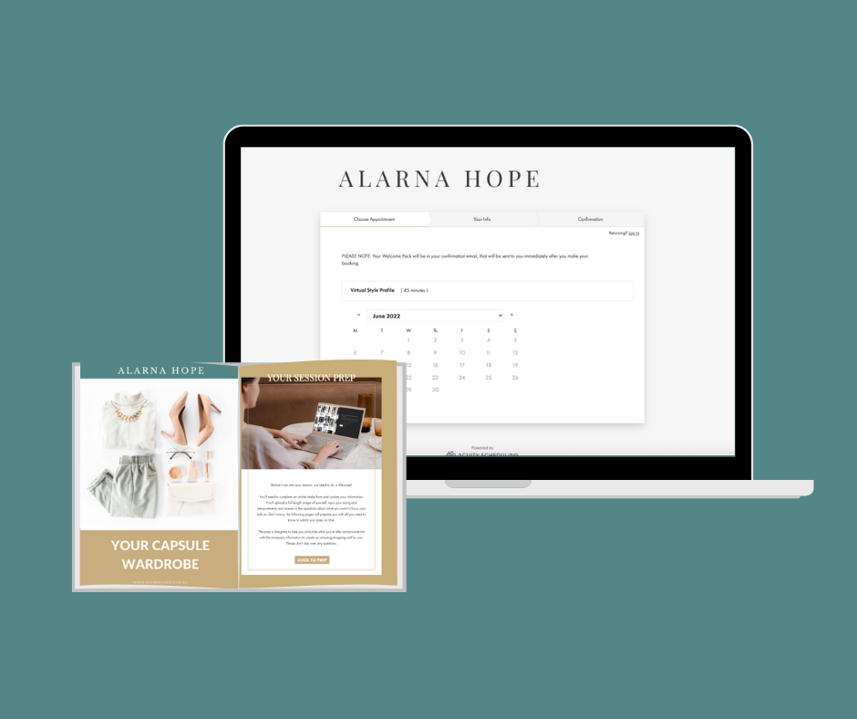 Capsule Wardrobe Booking Page and Welcome Pack