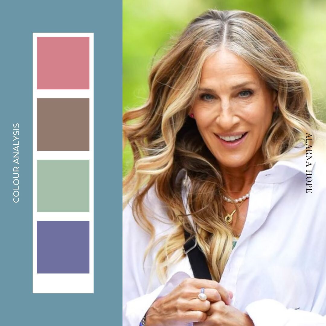 Sarah Jessica Parker has worn some stunning outfits over the years, but she stands out more than her outfits in soft cool colours, that mirror her natural features.

That ashy blonde hair with greys coming through looks great with dusty tones like pi