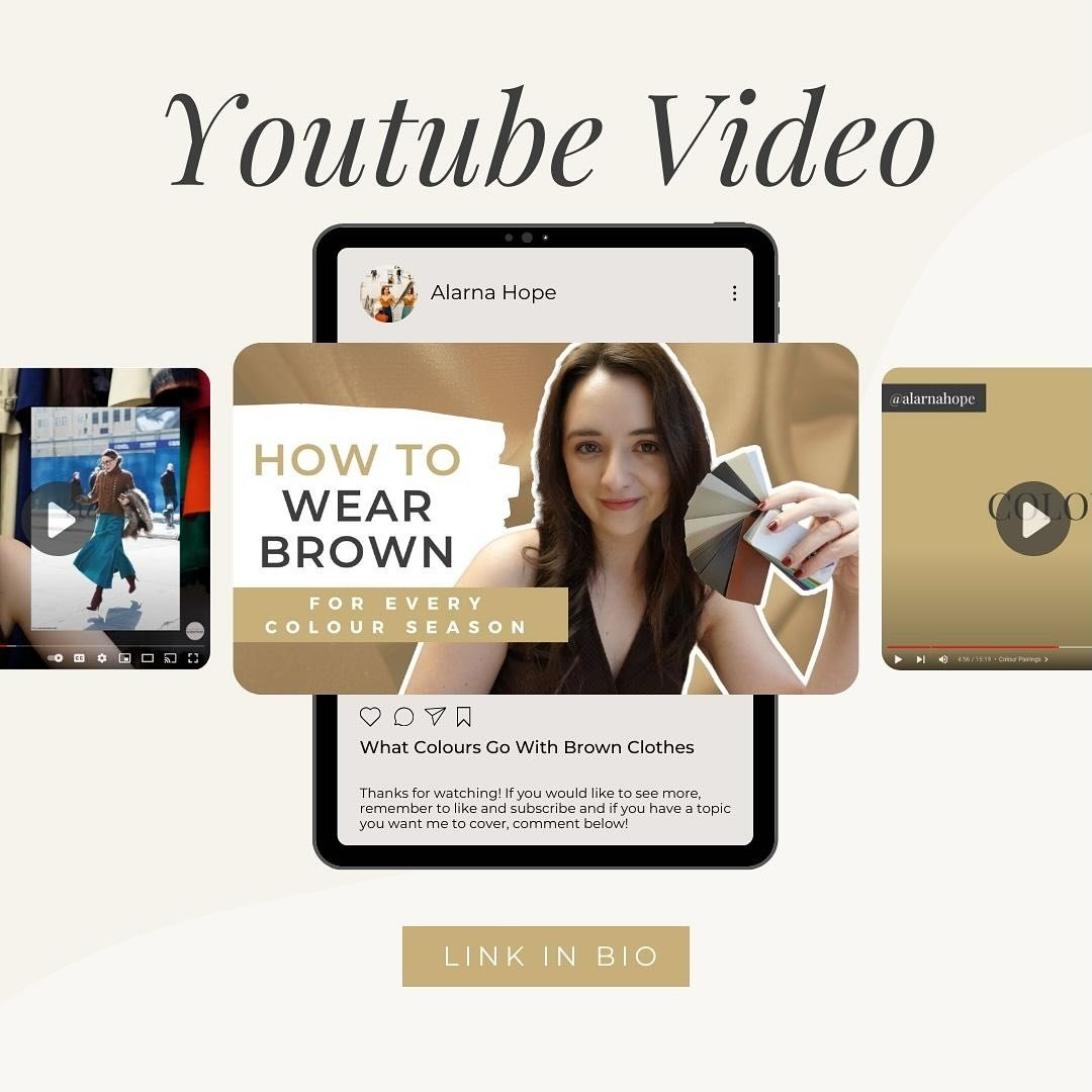 This week on YouTube I&rsquo;m talking all about brown colour combinations and which browns suit different complexions. You&rsquo;ll see lots of chocolate browns this season as it&rsquo;s a big colour for spring so I hope you find this video useful! 