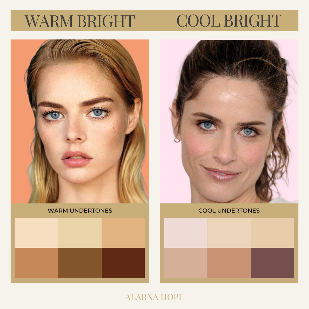 Skin undertone comparison between true spring and true winter