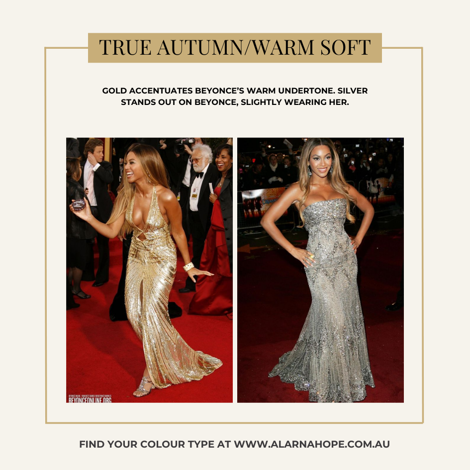 True Autumn Gold vs Silver on Beyonce Knowles