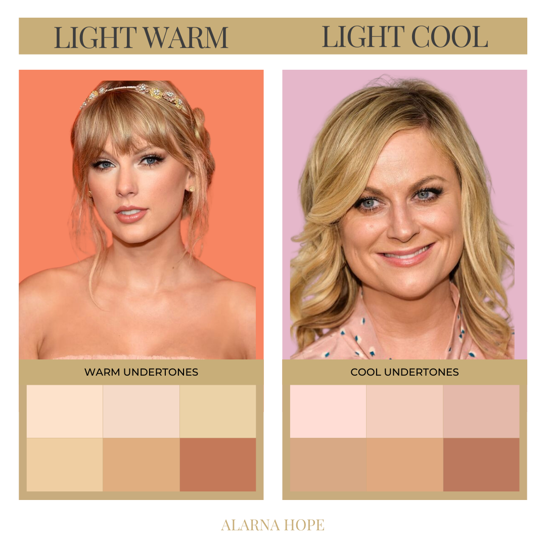 Taylor Swift - Light Spring vs Amy Poehler - Light Summer in warm and cool undertone comparison
