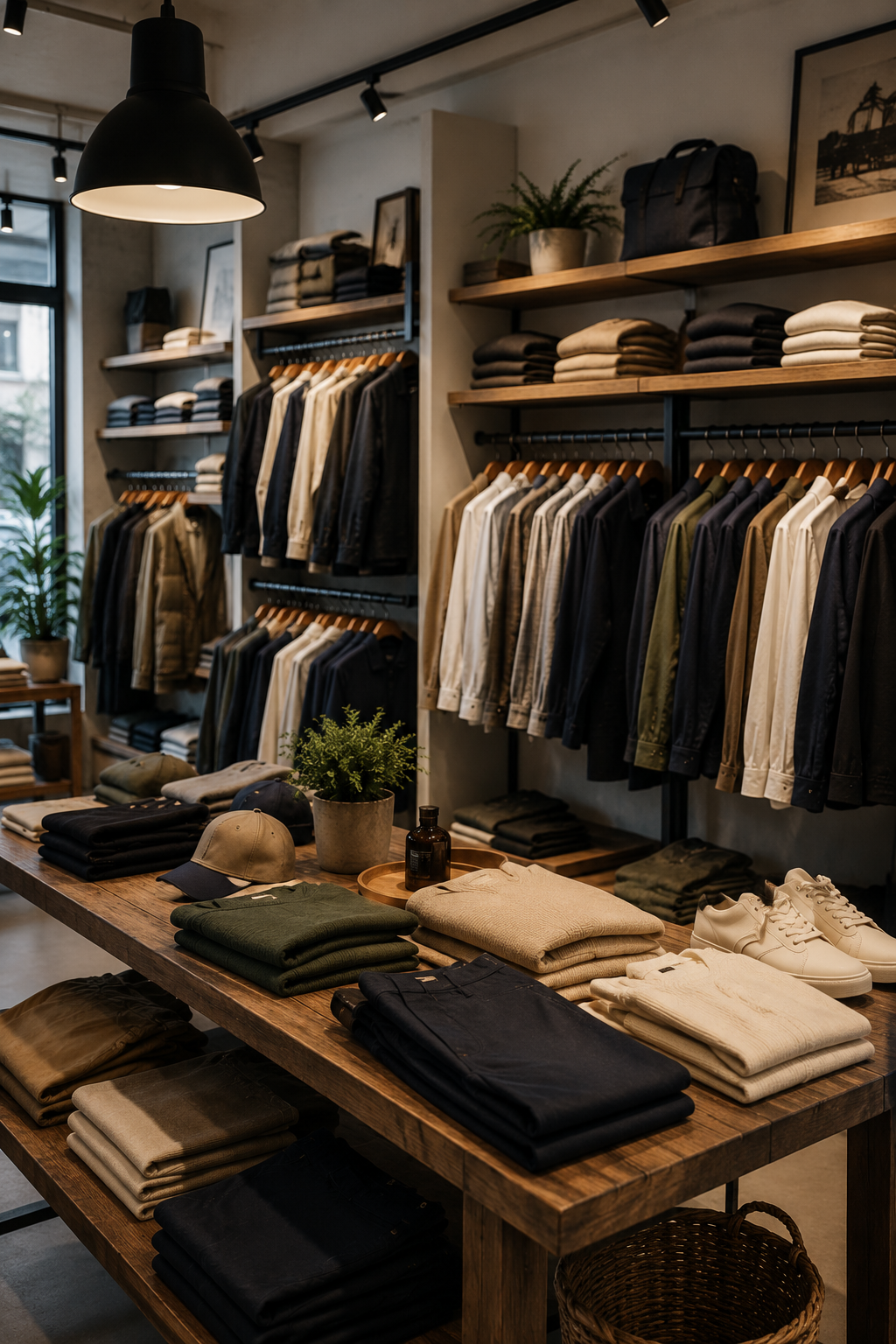 Stylish men’s boutique with earthy tones