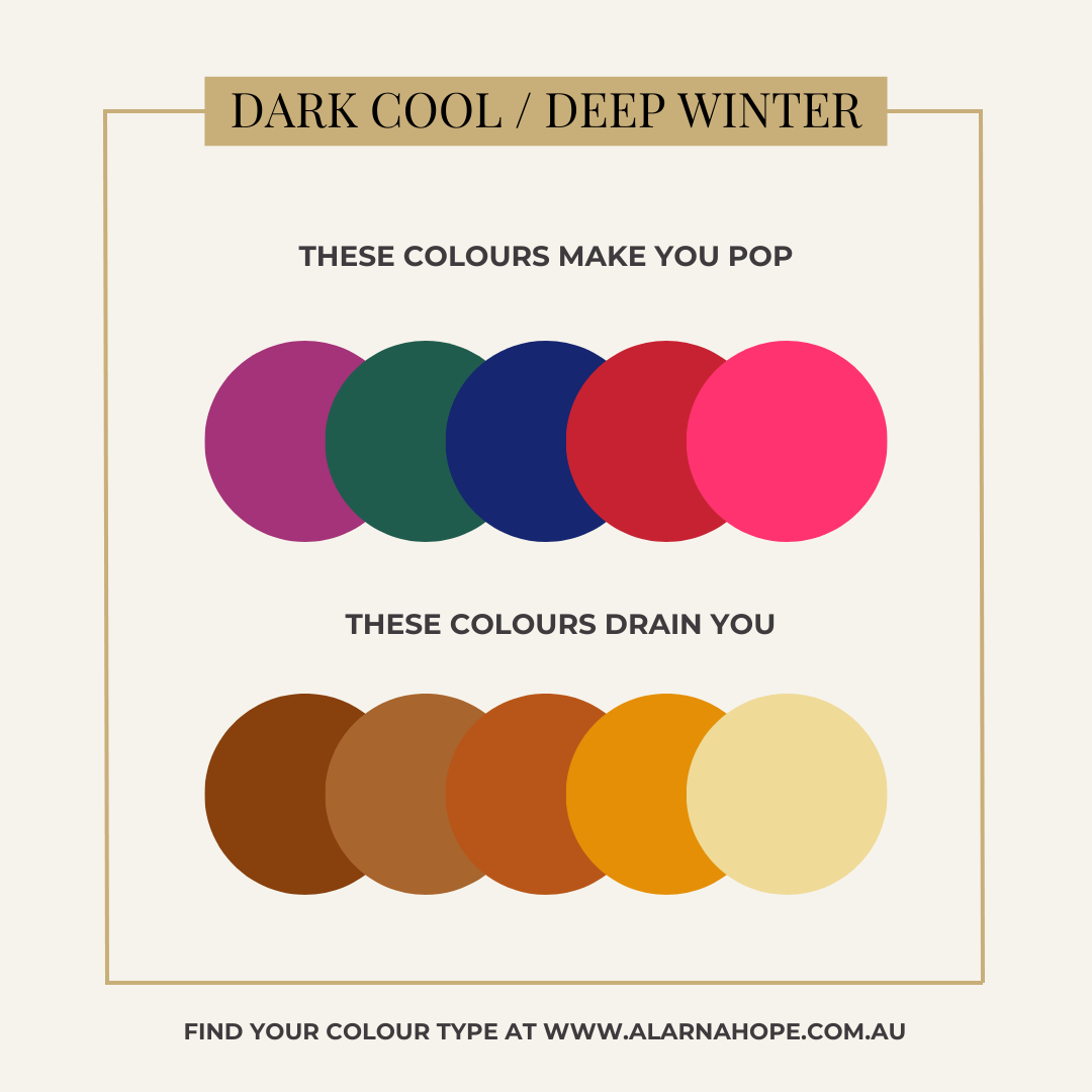 Dark Winter Worst Colours and colours that make you pop