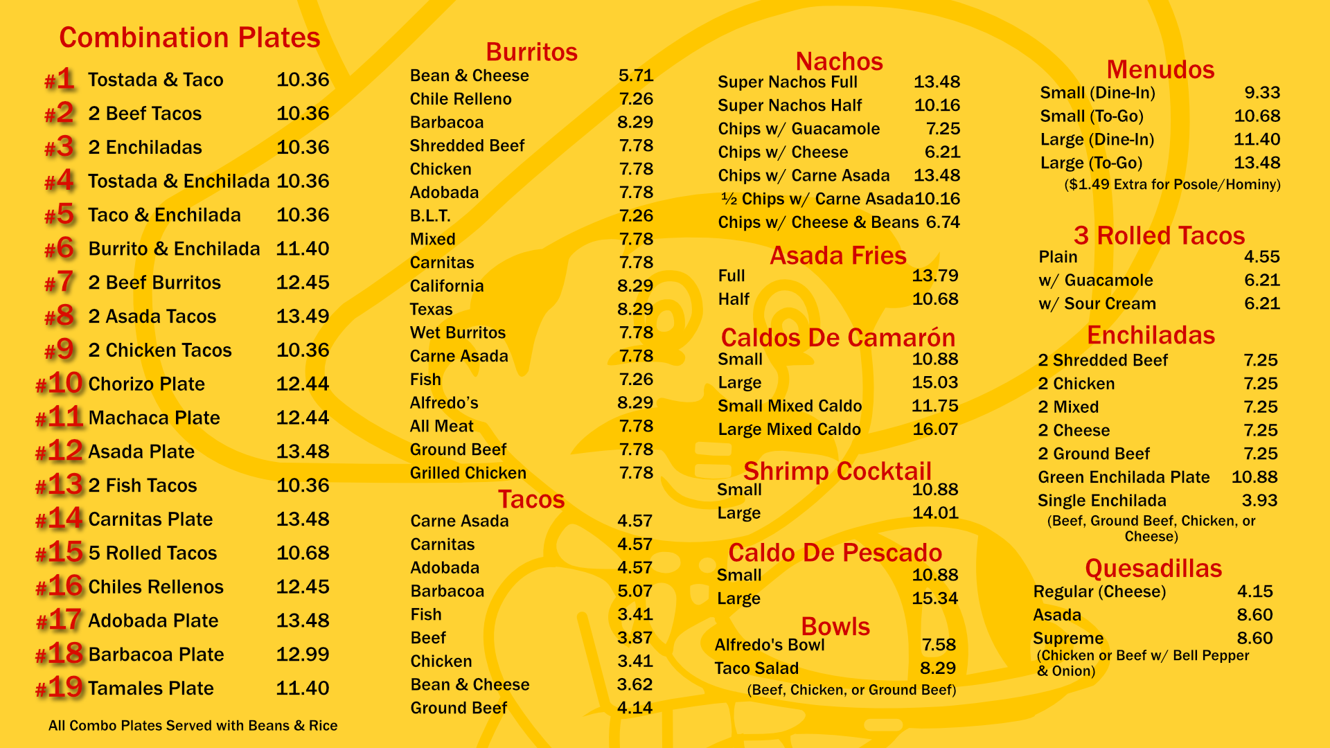 Alfredos Menu 1