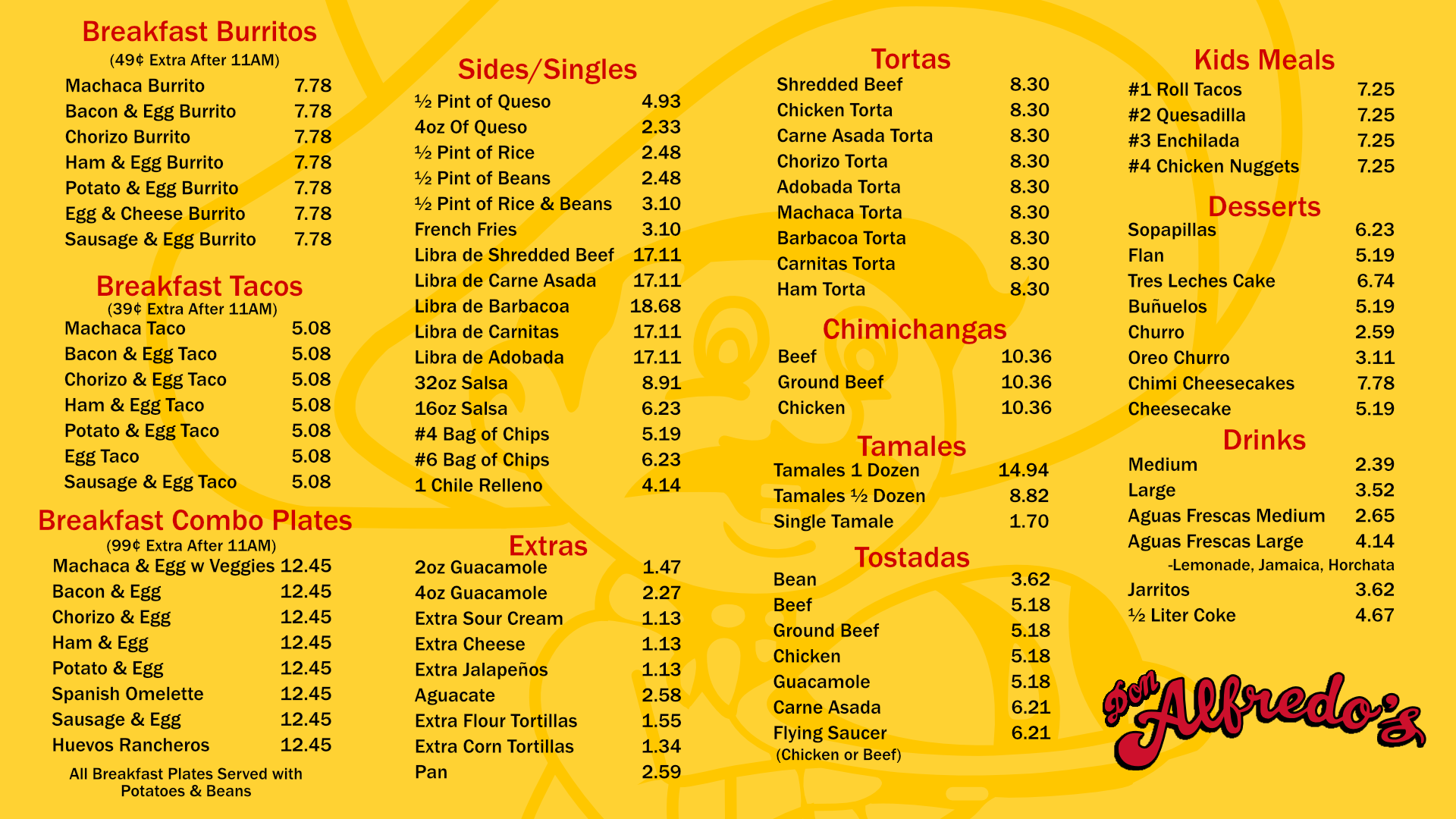 Alfredos Menu 2