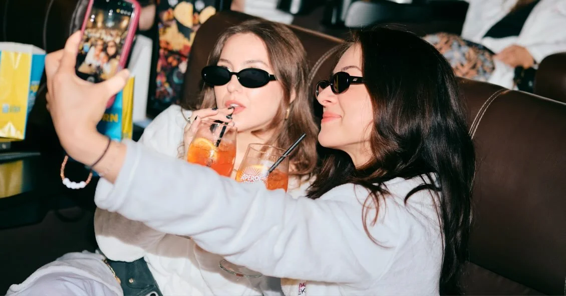 BRB at the spa ! ! 

From @elevation_pics @spaweekendmovie only in theatres TODAY. 

And a massive thank you to  @sharkbeautyca @aperolspritzofficial for helping us celebrate. 🩷🩷

And thank you as always to @elevation_pics and @thetarogroup for hav