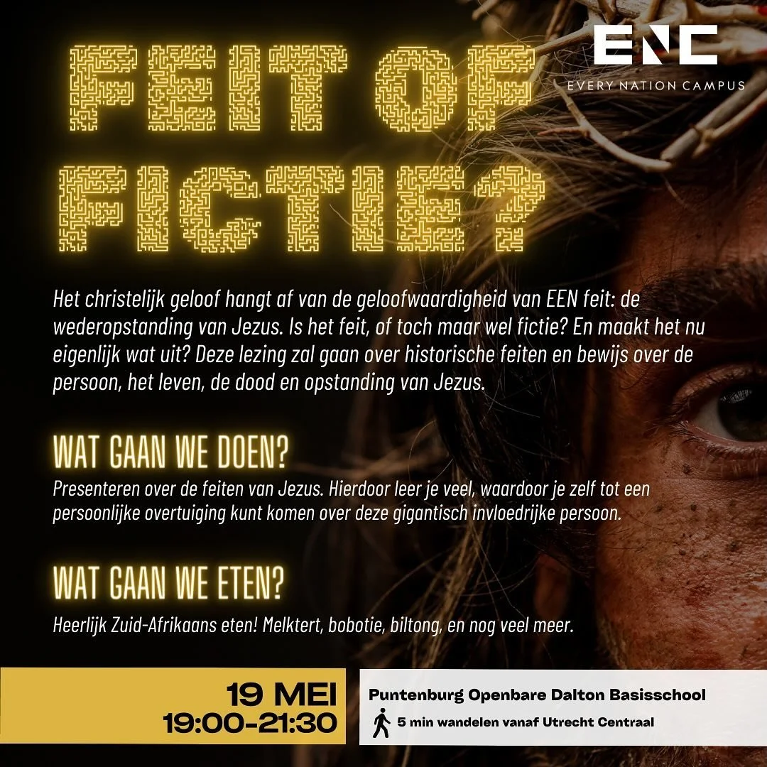 Join us tomorrow 🙌

#feitoffictie #jezus #bewijs #geloof #ontdek #utrecht #encutrecht #everynation #everynationeurope #everynationutrecht #everynationcampus #changethecampuschangetheworld