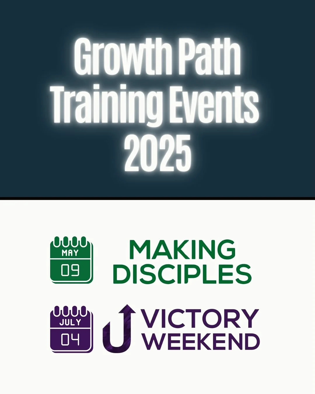 Save these dates friends 🙌
One chance in 2025 to attend MAKING DISCIPLES TRAINING and VICTORY WEEKEND❗️