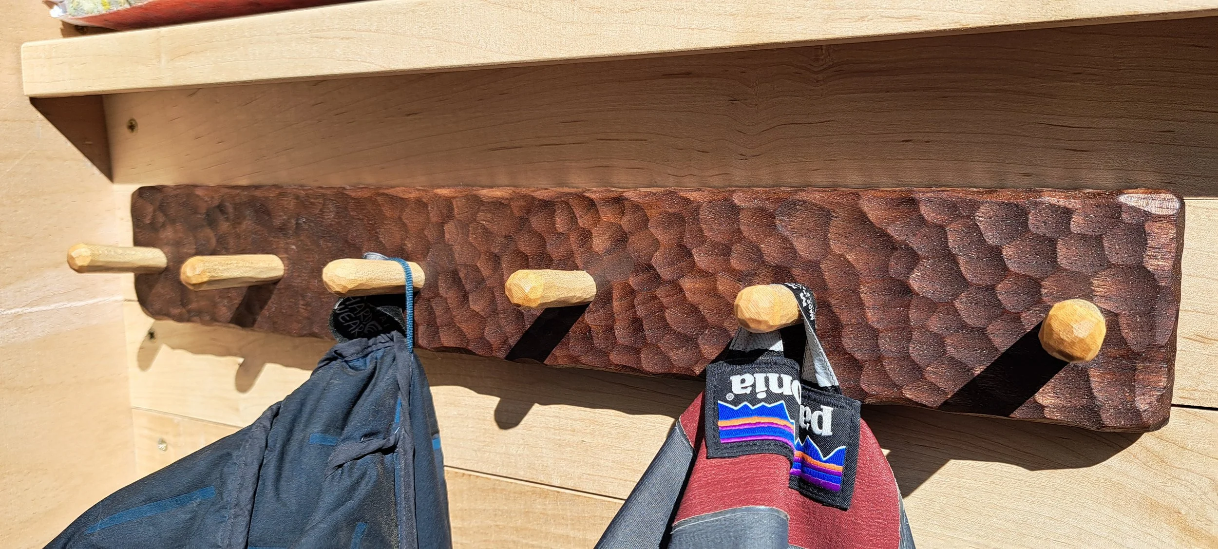 Textured Coat/ key hangers. Can be made in a range of timber combinations.