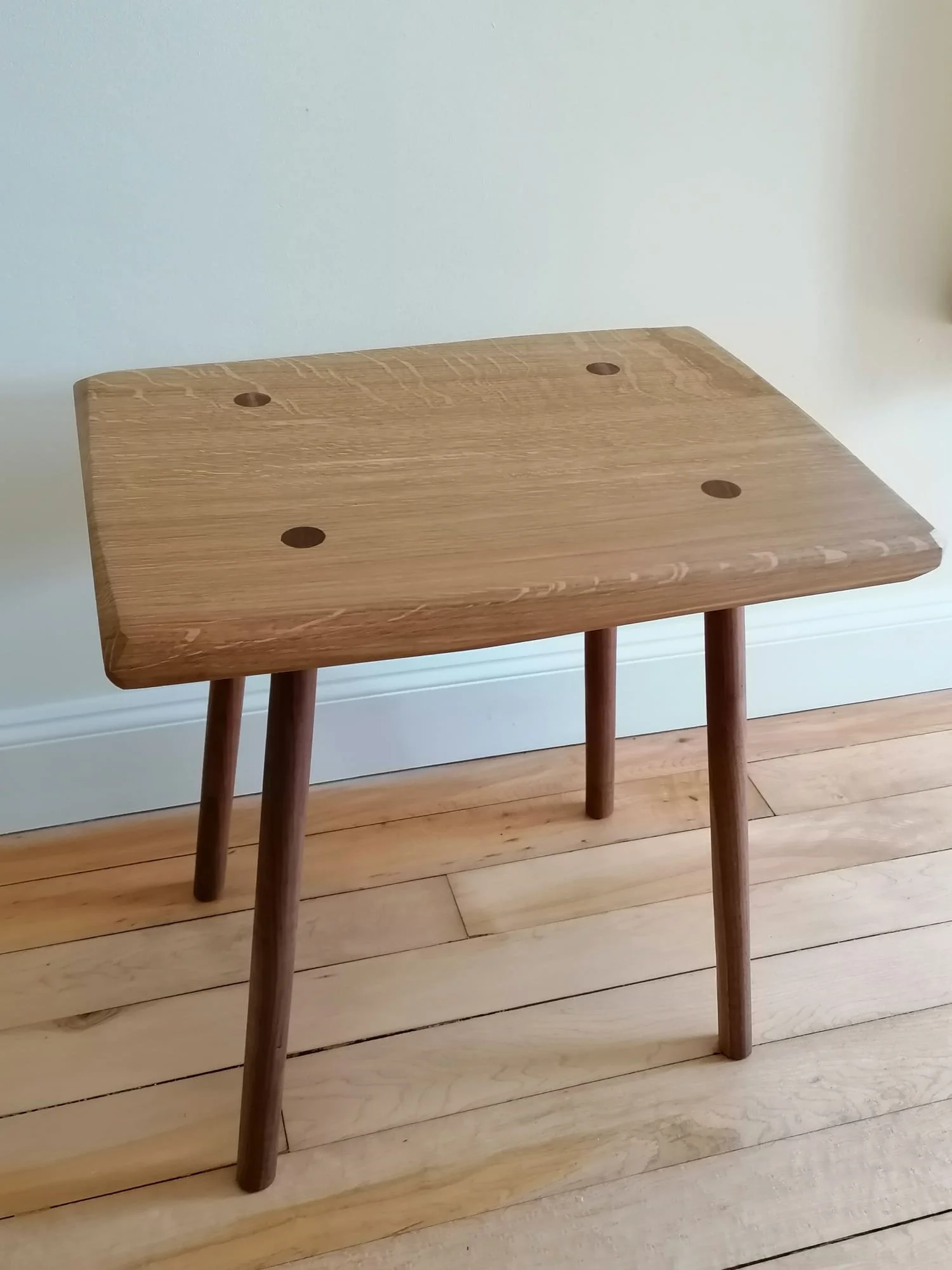 Coffee Table - Chamfered Oak Top , Walnut Legs