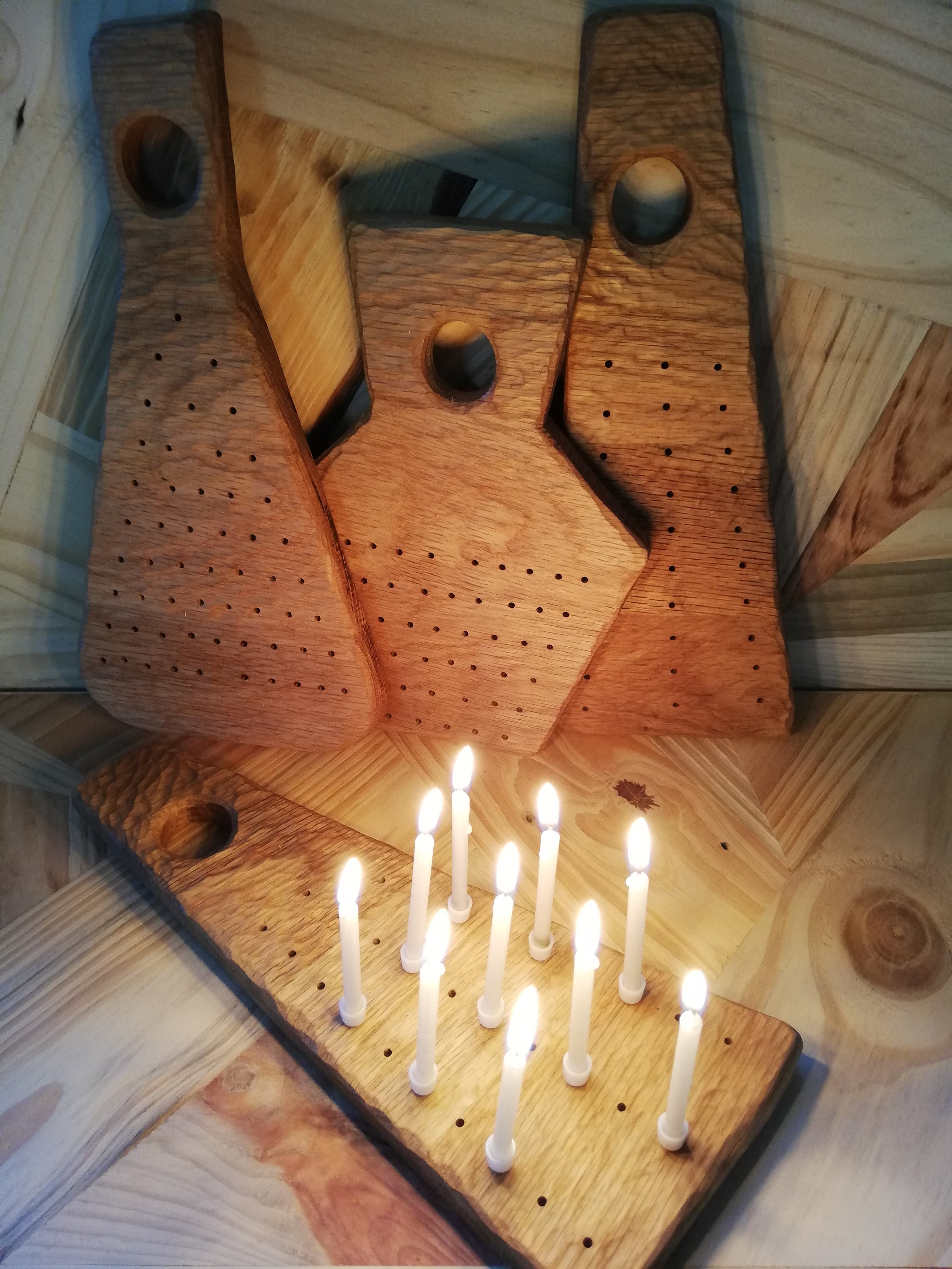Candle Boards - Carved Oak