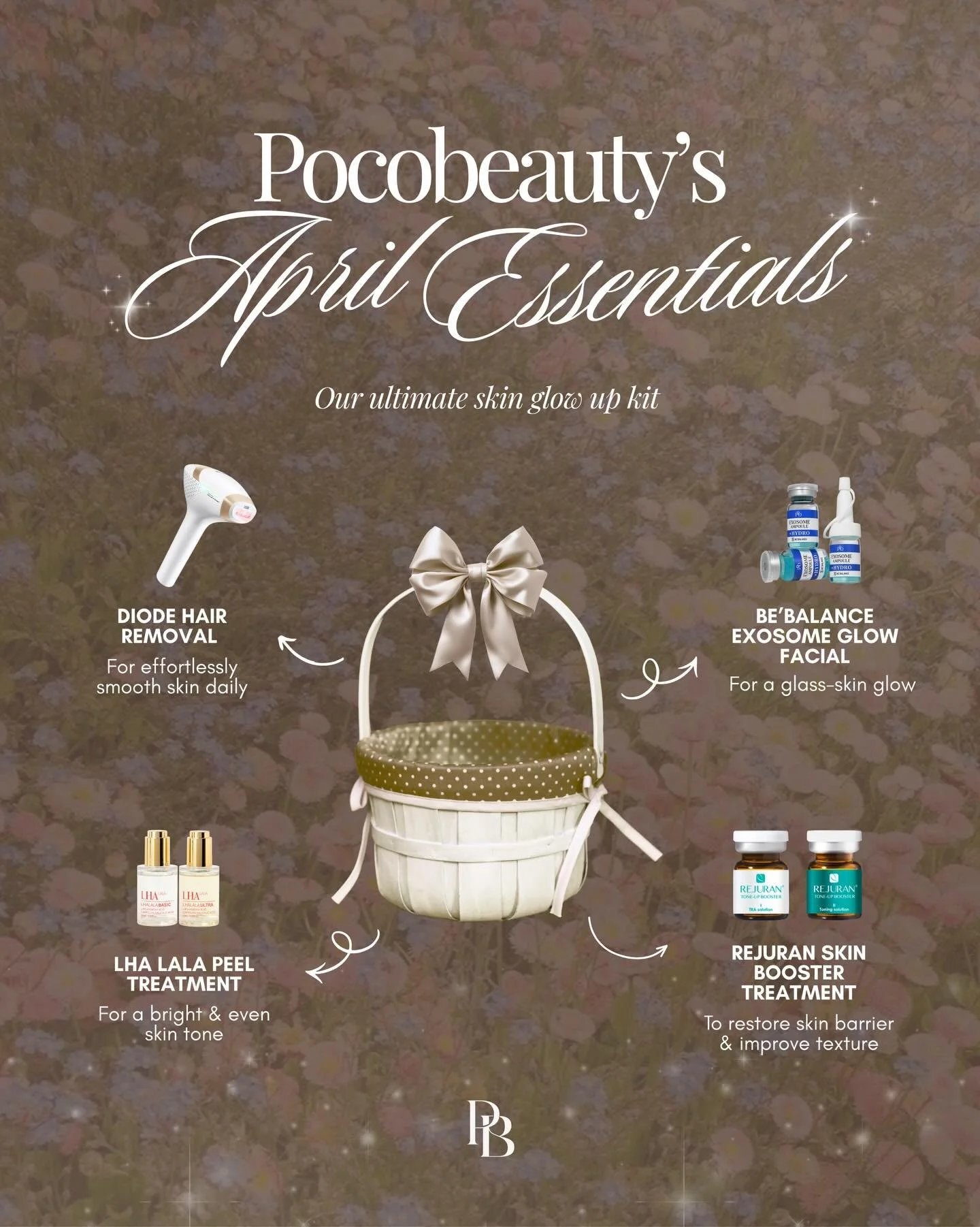 Our April essentials 💐

A curated lineup for your ultimate skin glow-up that keeps your skin feeling its best. 🌷

Your glow starts here, with Pocobeauty 🤍

#aprilessentials #skinglowup #skinessentials #sgbeauty #sgluxury