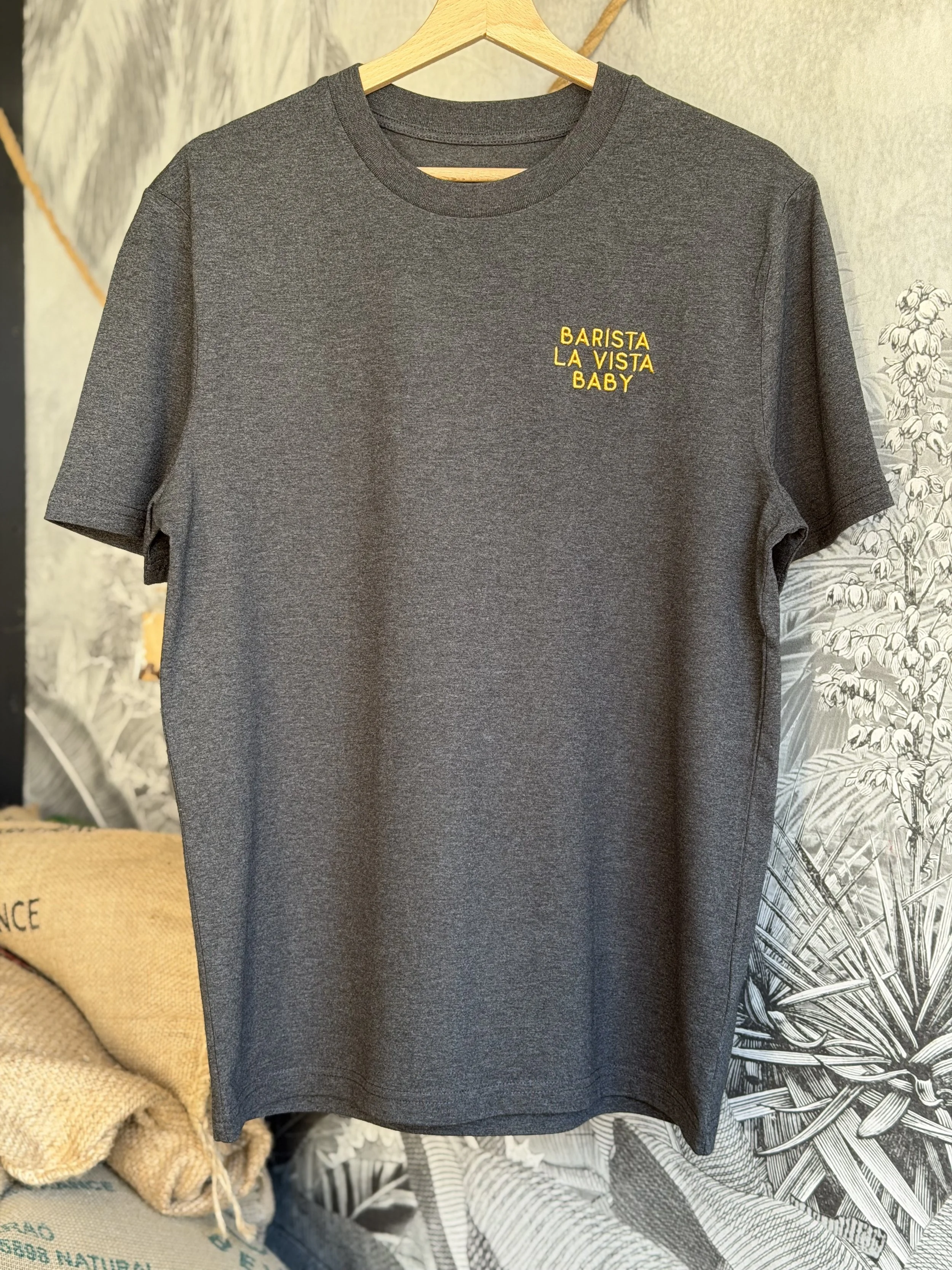 T-Shirt Coton BIO "Barista La Vista Baby" - Gris chiné