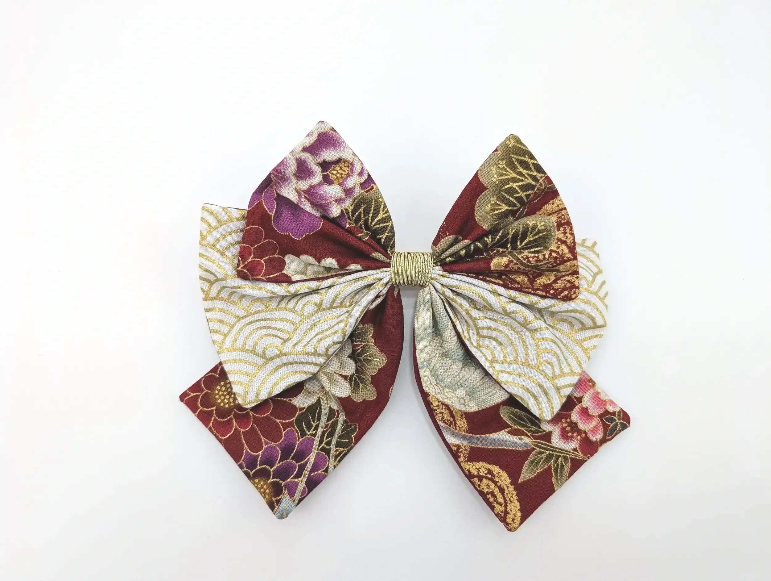 Nœud barrette pour cheveux Tsuru en tissu japonais – 3 coloris