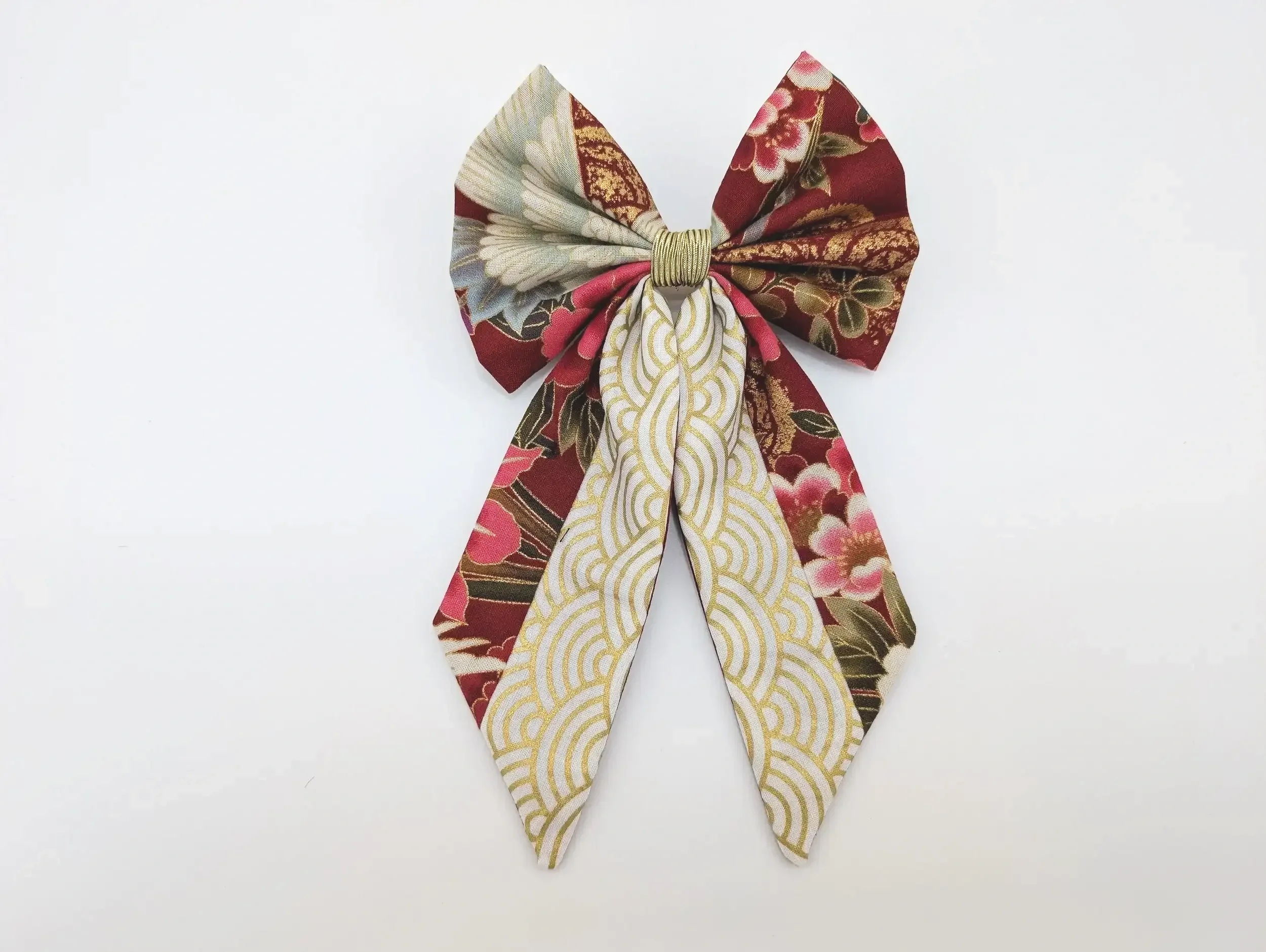 Nœud barrette pour cheveux Tsuru en tissu japonais – 3 coloris
