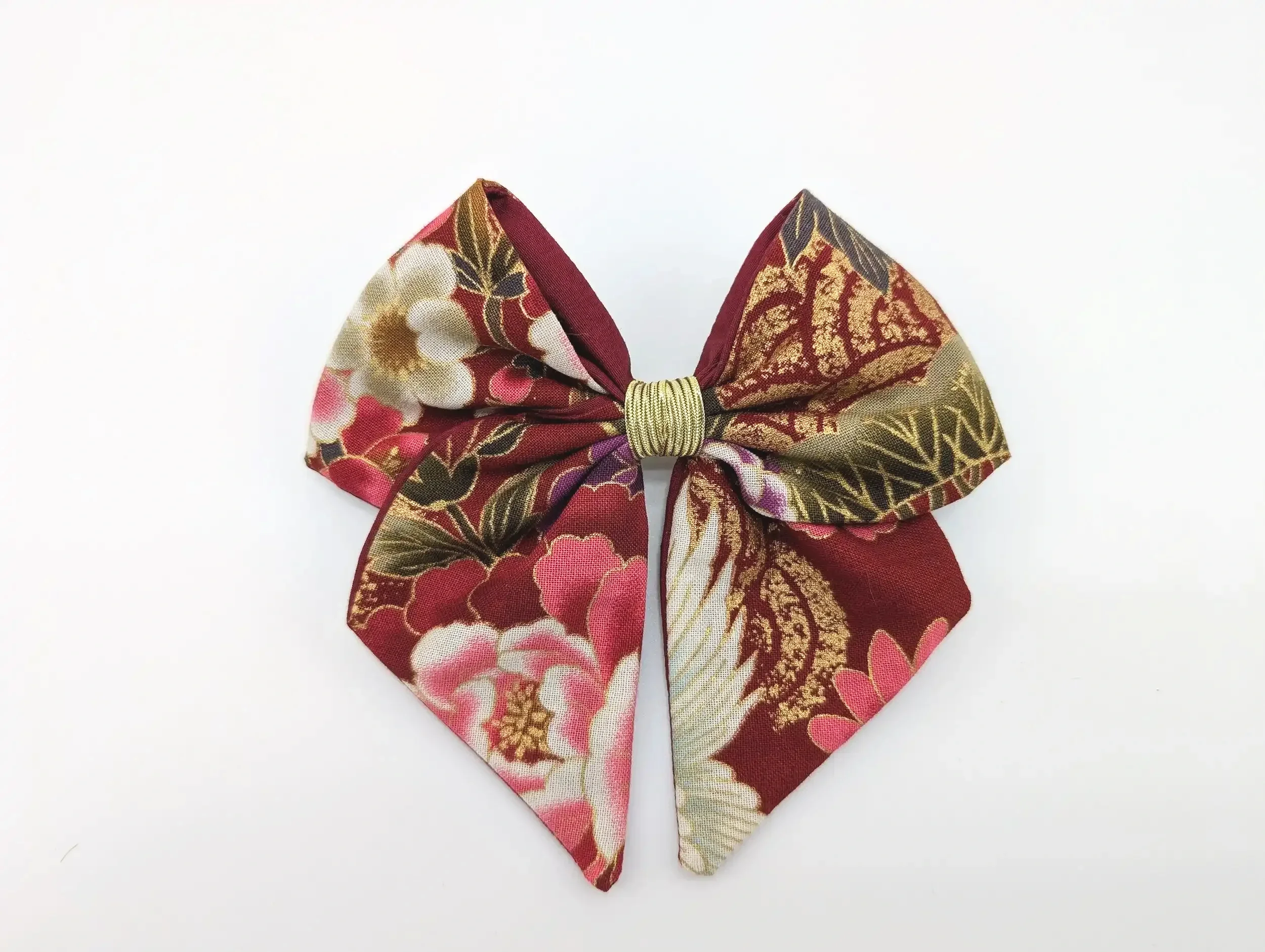 Nœud barrette pour cheveux Tsuru en tissu japonais – 3 coloris