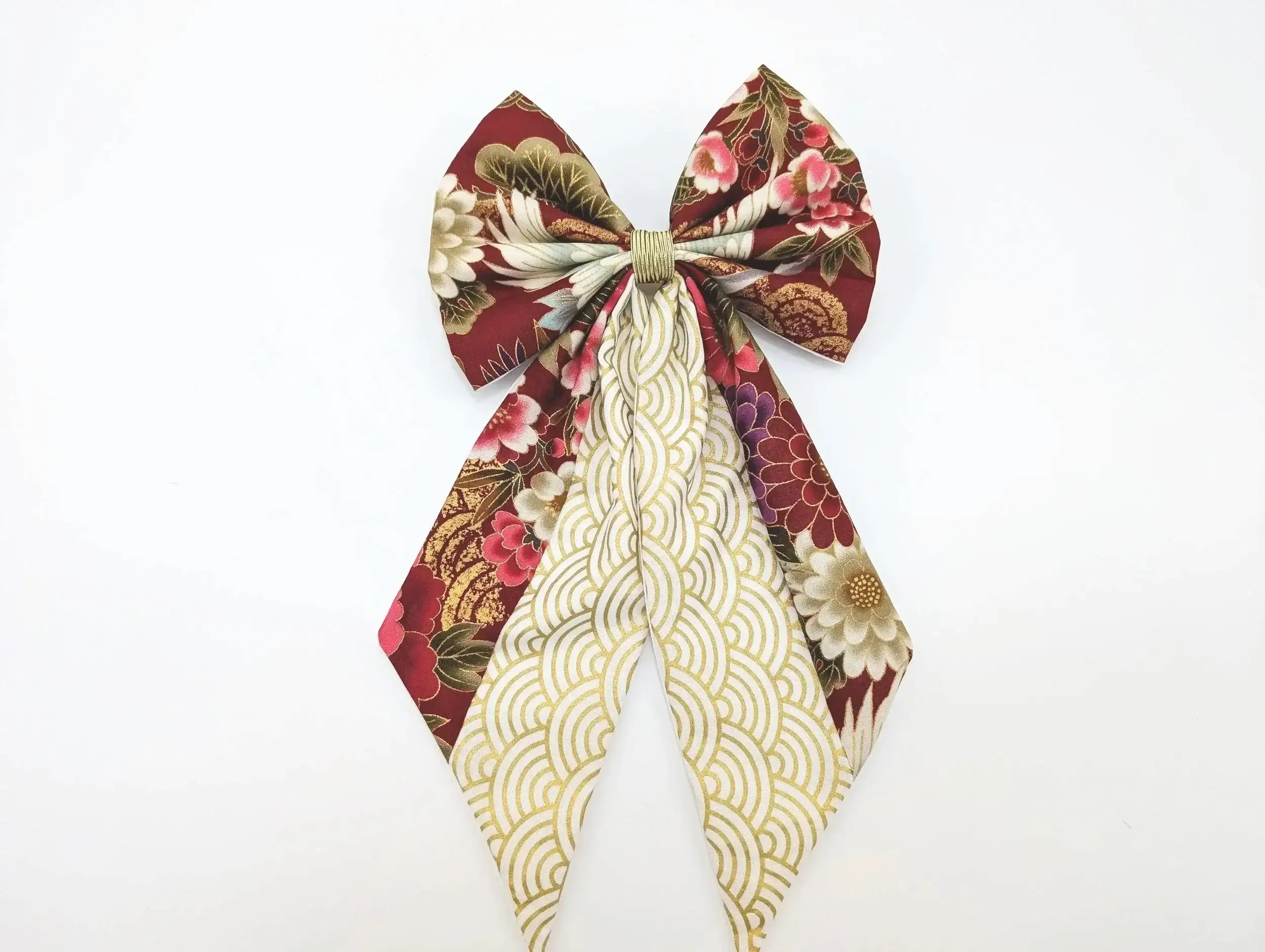 Nœud barrette pour cheveux Tsuru en tissu japonais – 3 coloris