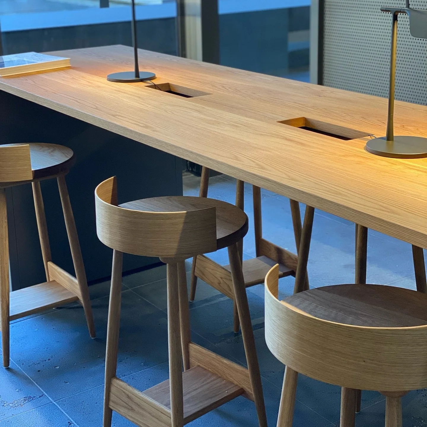 American Oak stools and table. Handmade in our Footscray workshop for the #ngvmelbourne :)