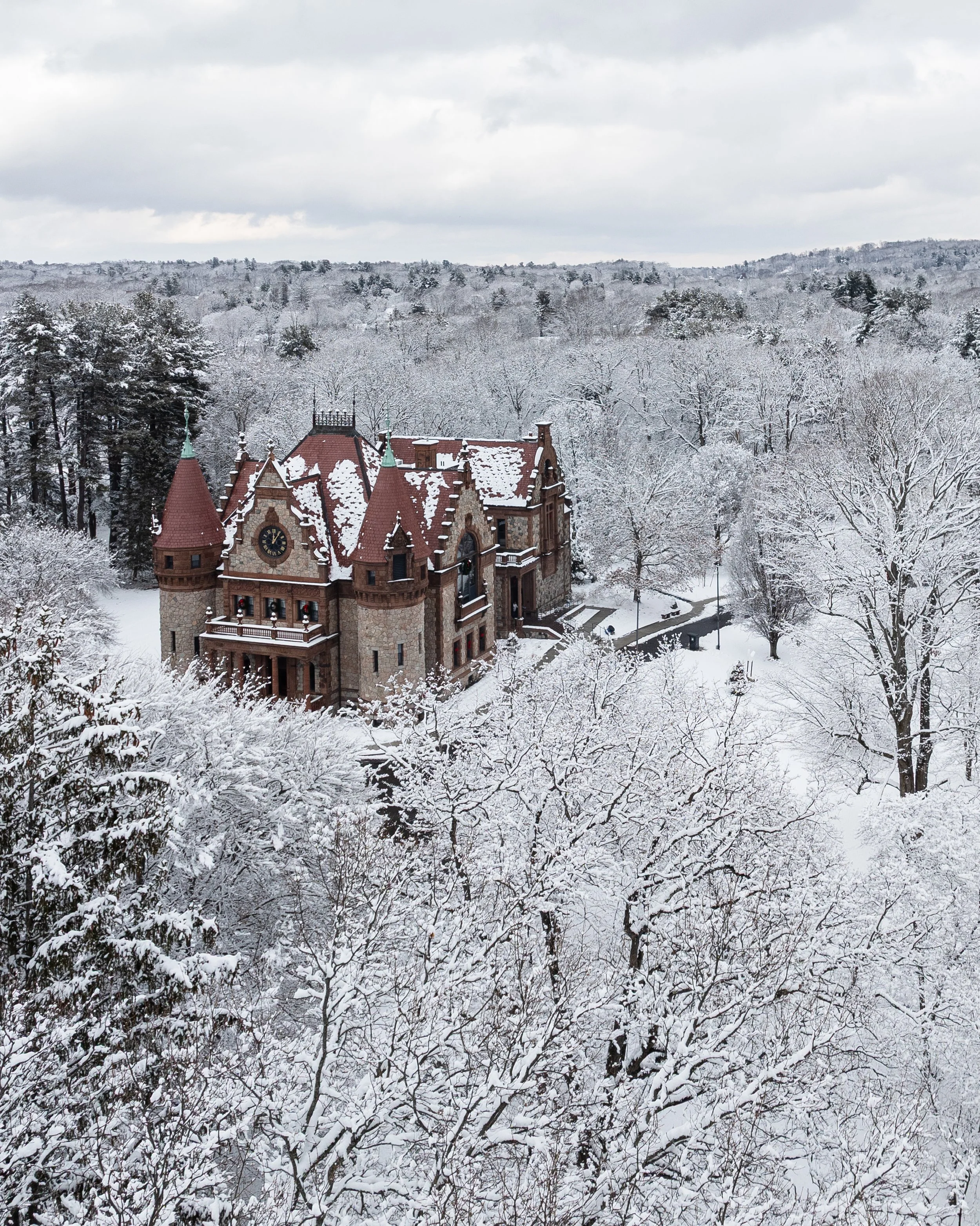 Wellesley Town Hall in the snow, Wellesley, MA