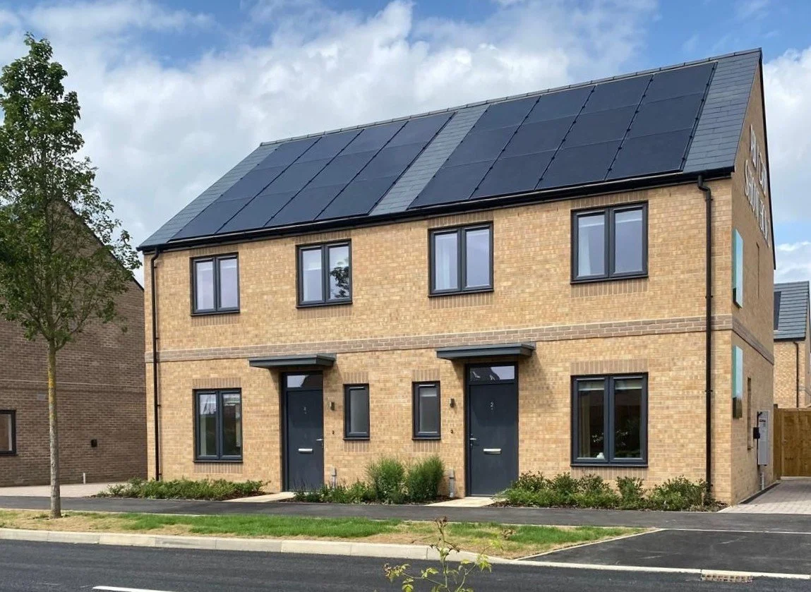 Zero Bills homes at Penny Green, Wintringham in St Neots featuring solar and battery systems designed and installed by UPOWA