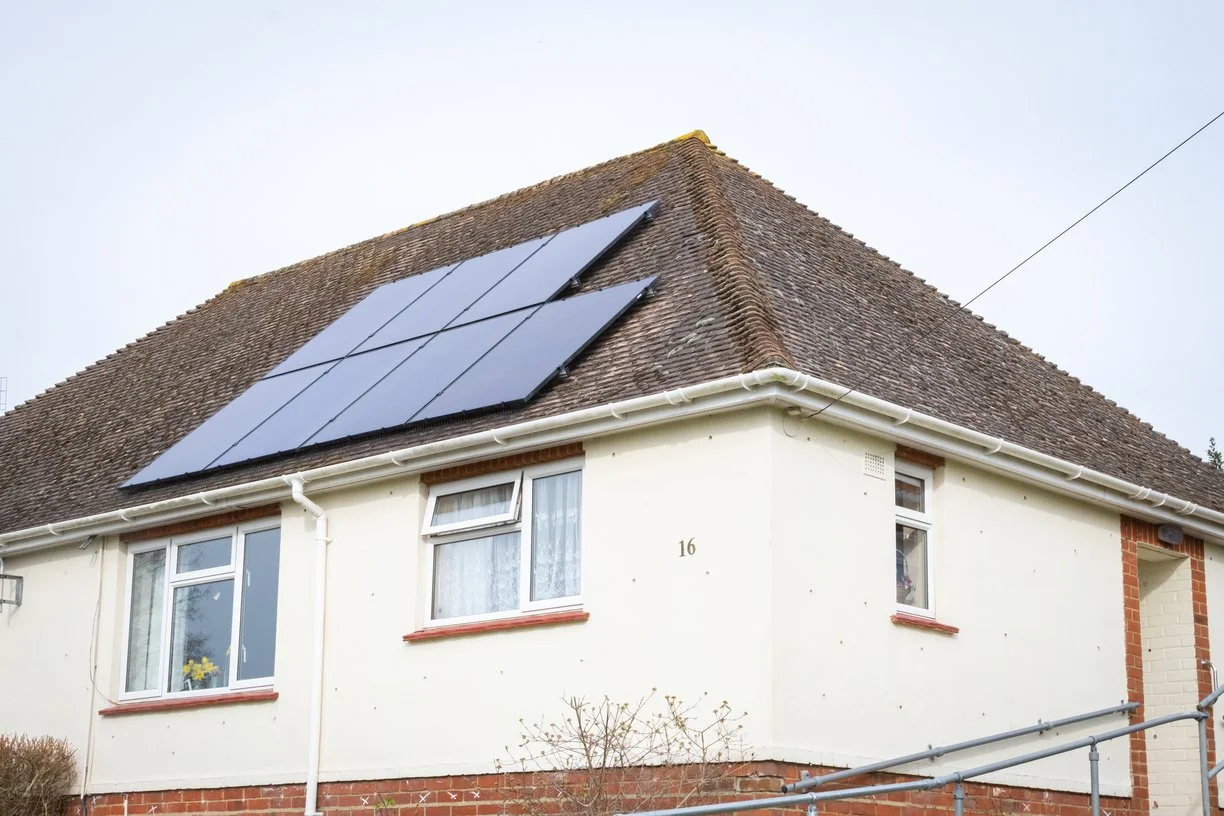 Council home in Winchester fitted with UPOWA solar PV panels as part of housing retrofit and decarbonisation programme