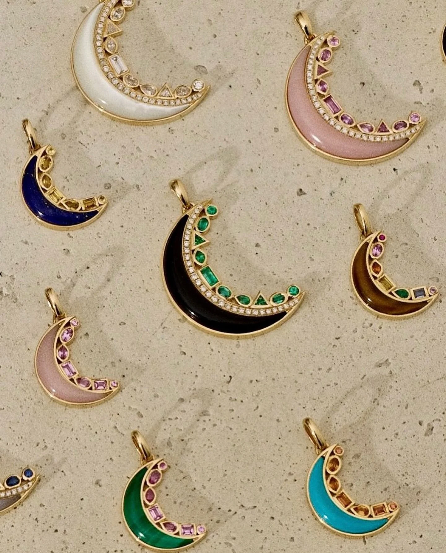 @sorellinajewelry&rsquo;s crescent moon pendants 🌙💗 
which colorway is your favorite? 

#vanbrockjewels #finejewelry #shoplocal #goldjewelry #jewelry #kcmo #kansascity #instajewelry #jewelryaddict #jewelrylover #jewelry #necklace #necklaces #diamon