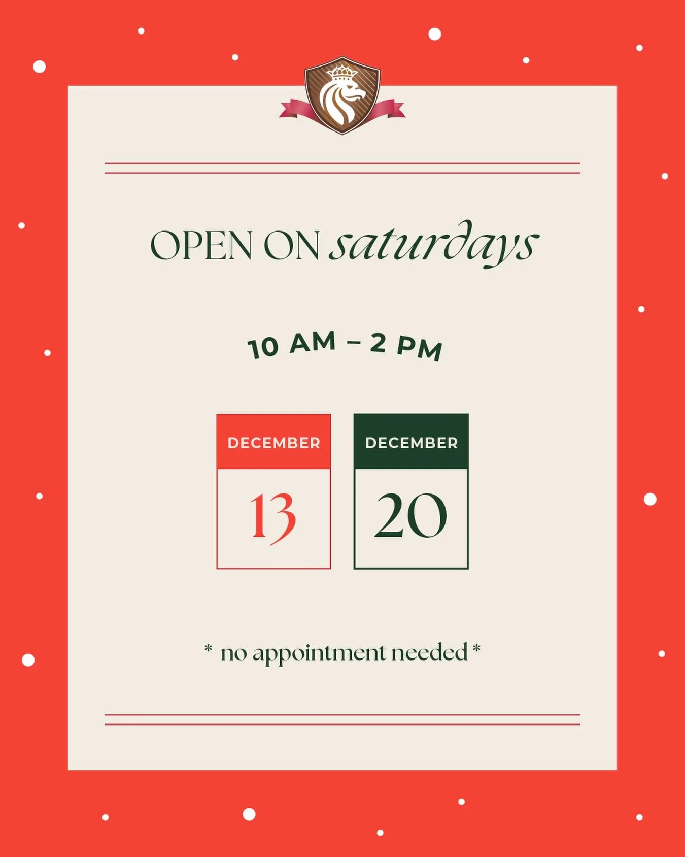 Holiday shopping just got merrier! Join us on the Saturdays before Christmas from 10AM - 2PM and find the perfect gift 🎁✨🎄 

#vanbrockjewels #finejewelry #kansascitysmallbusiness