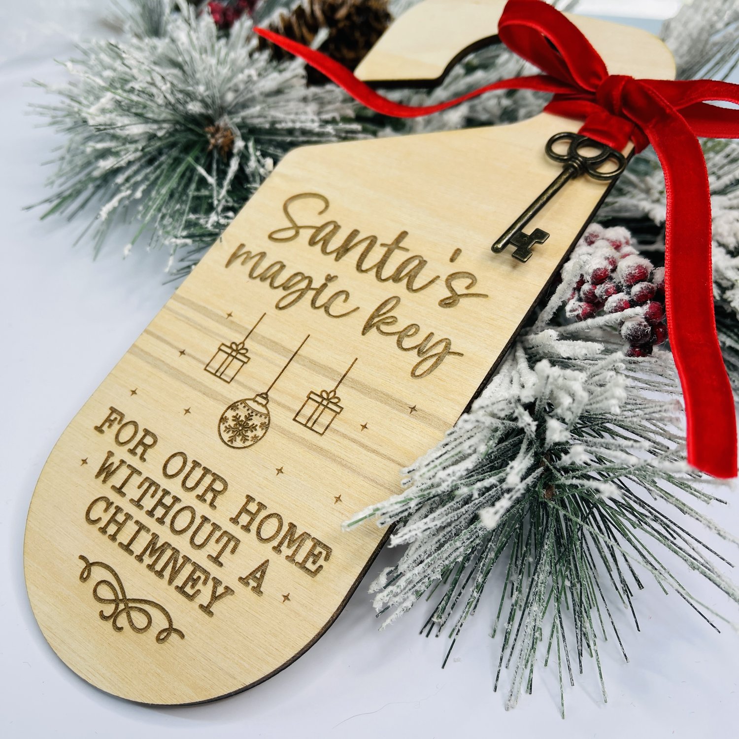 Set of 3 Vintage-Style Santa's Magic Key Christmas Ornaments or