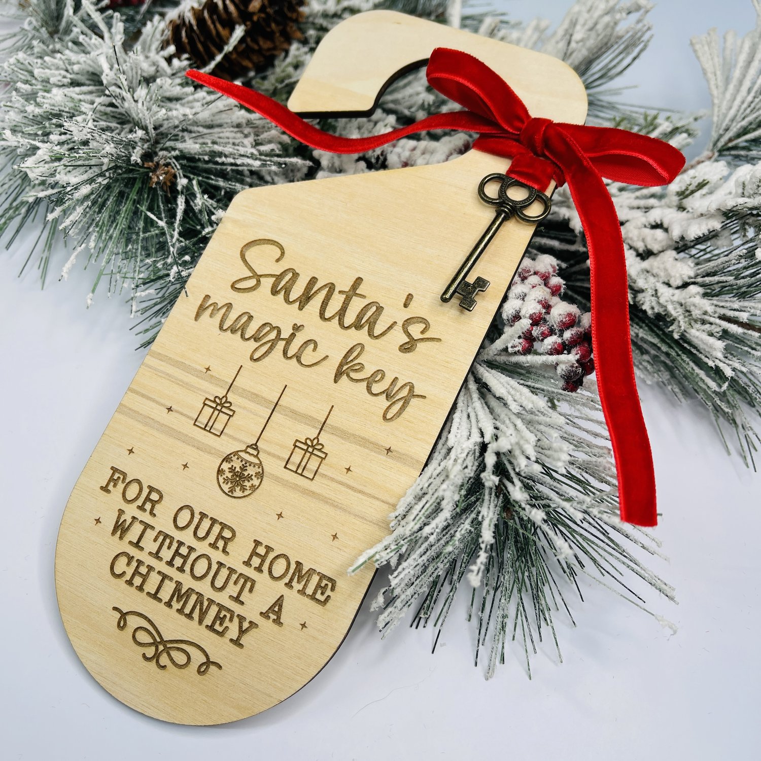 Set of 3 Vintage-Style Santa's Magic Key Christmas Ornaments or