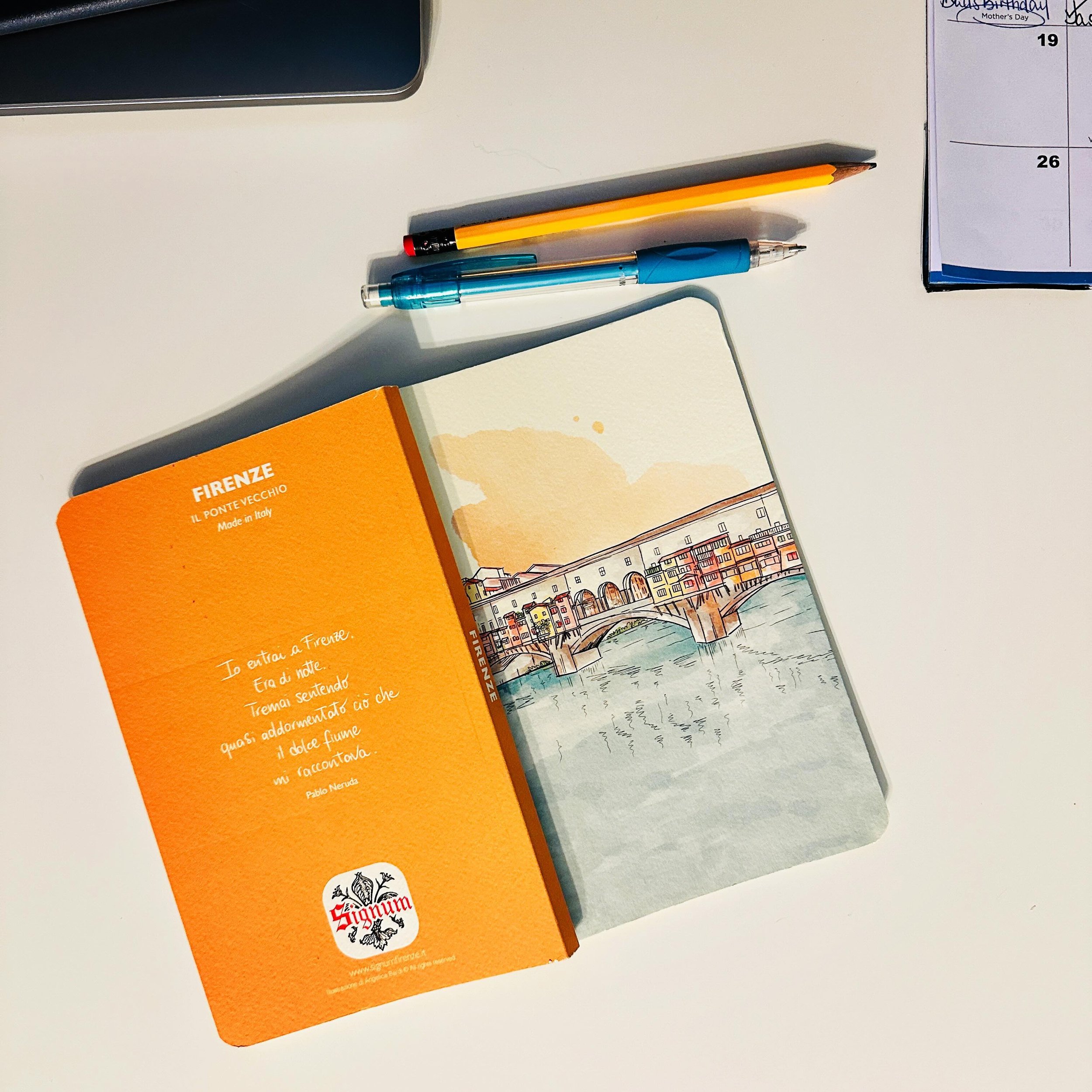 Putting pen to paper can be a powerful way to untangle your thoughts and manage stress. Putting this beautiful journal I picked up in Italy 🇮🇹 last month to work. 

I ran across a post about &ldquo;one line a day&rdquo; journaling and that seemed t