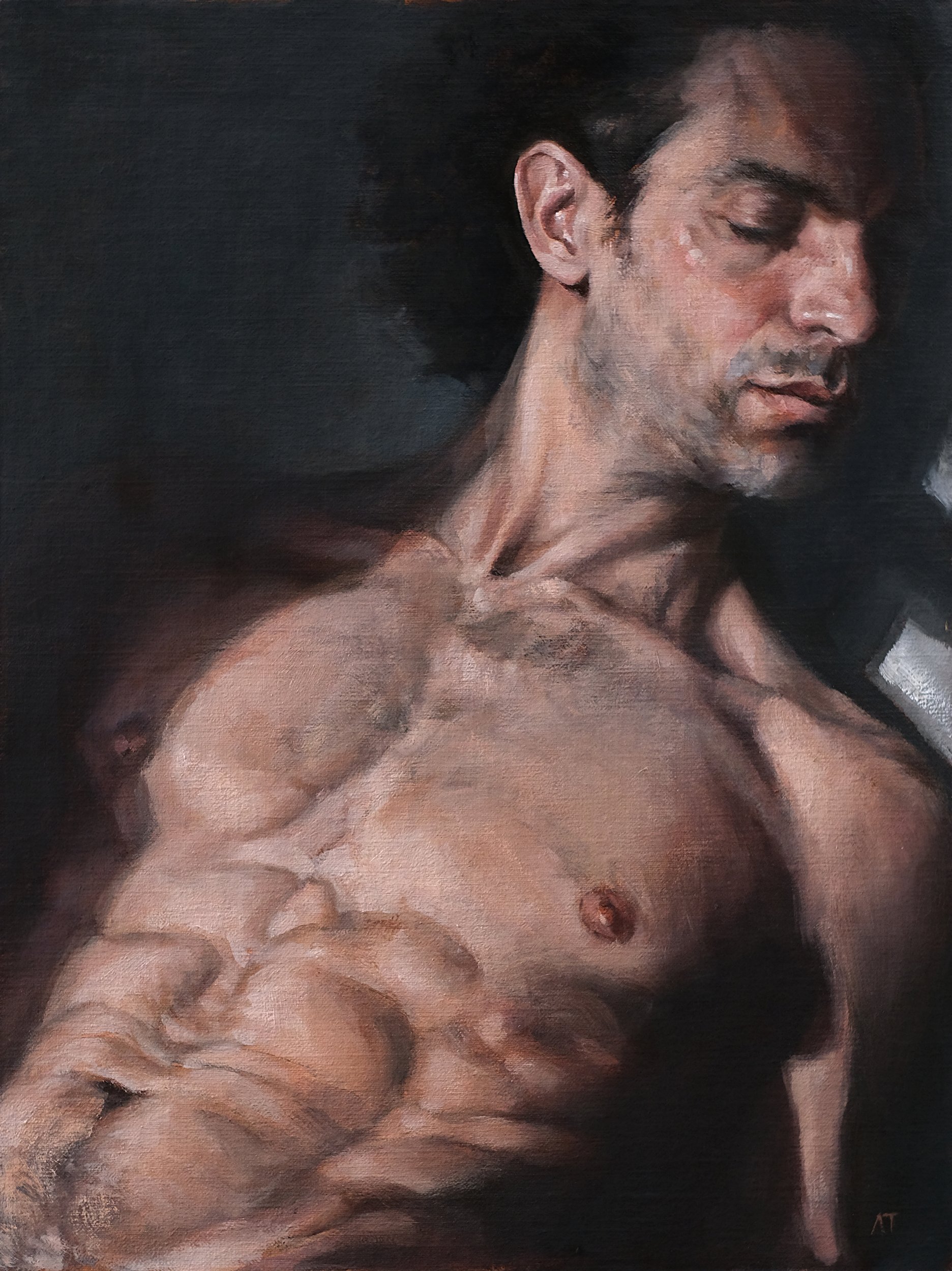 AmongYourHoundsofLove_oilonlinen_23x30.5cm